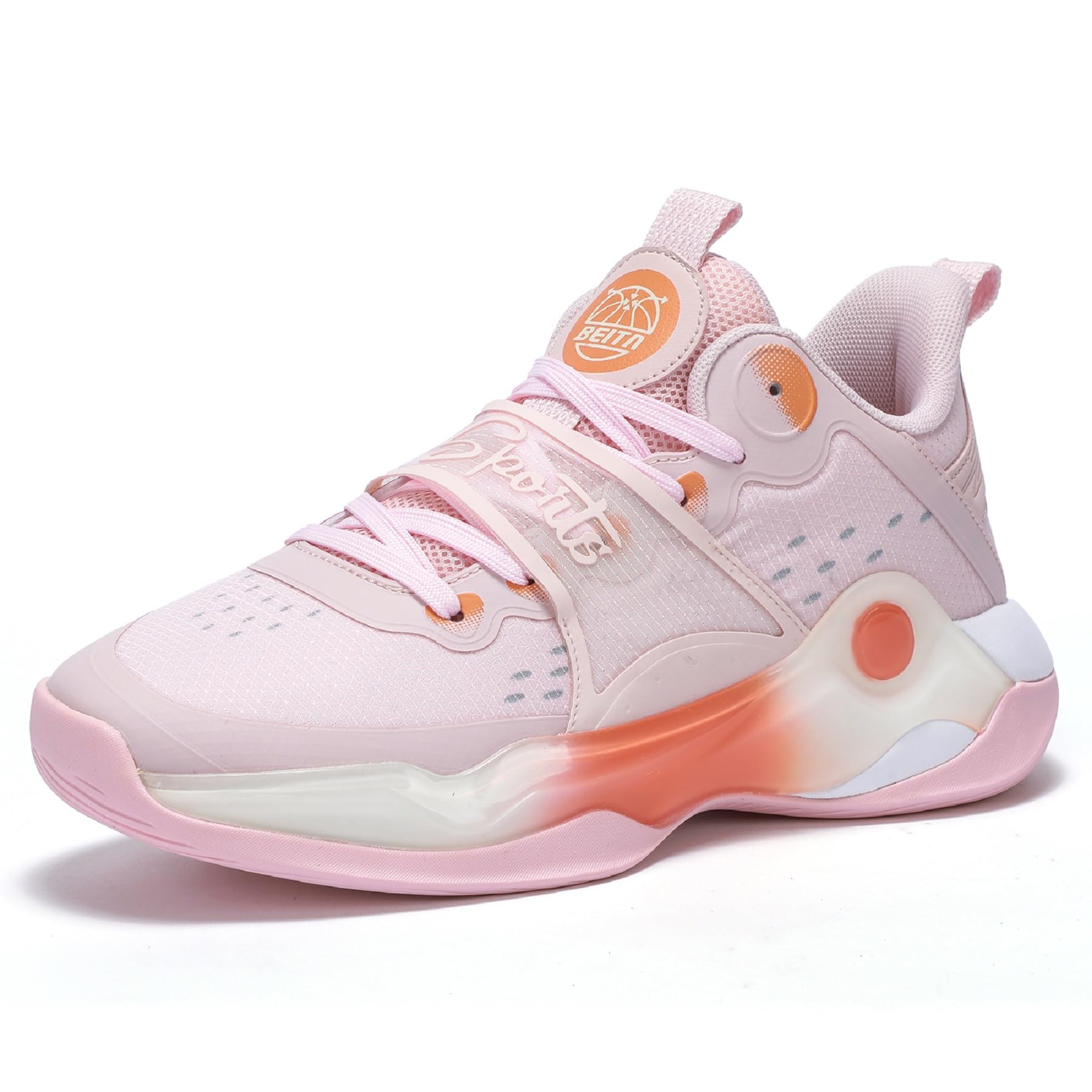 【送料無料】[Beita Sports] スニーカー メンズ バスケットシューズ ジュニア ウォーキングシューズ 疲れにくい ハイカット 幅広 甲高 22.5-29センチ 色：ピンクx白 優しい、サイズ：25.5 cm
