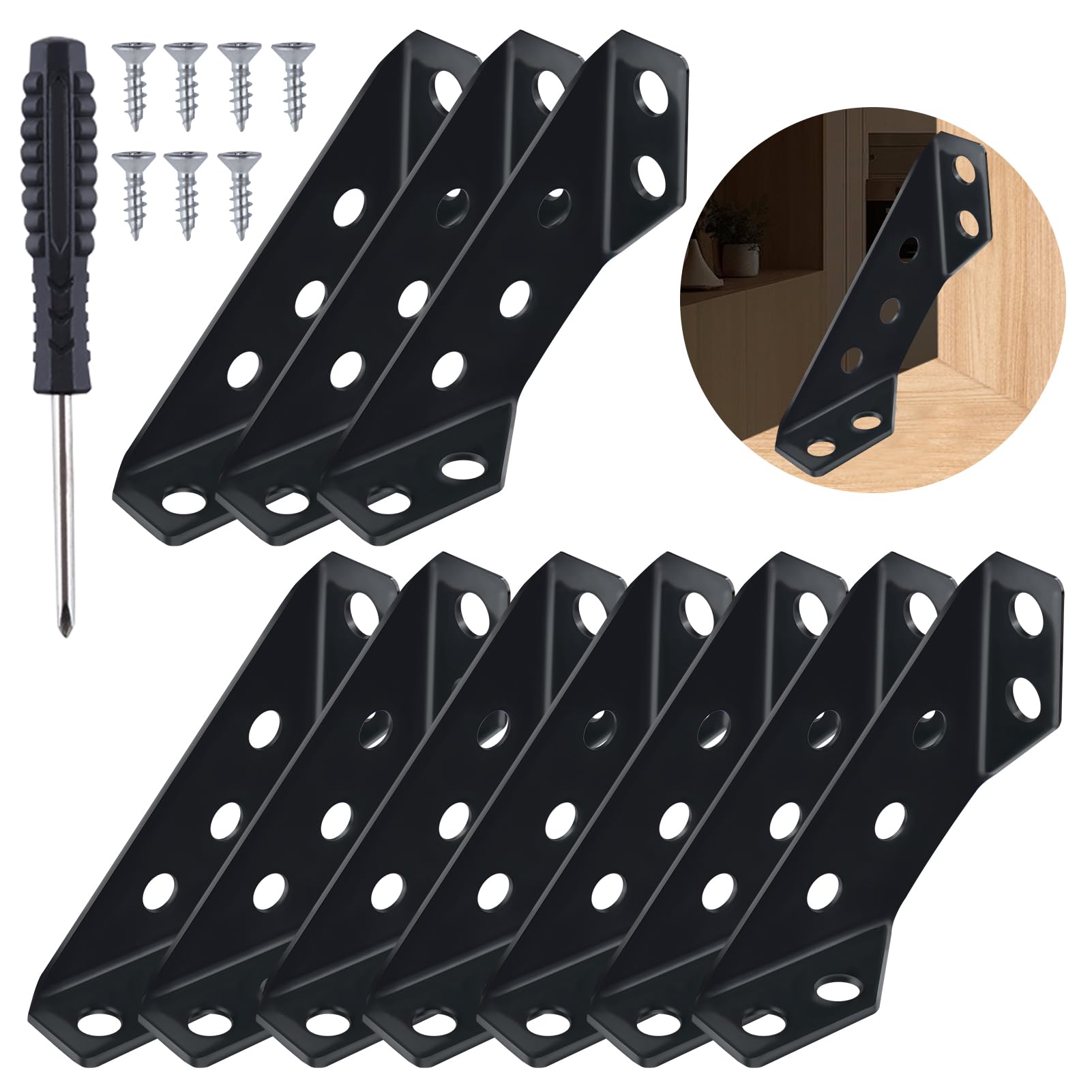 【送料無料】GOLD DEER 10本セット ステンレス家具コーナーコネクター 濃化 木製家具用三角形スタビラ..