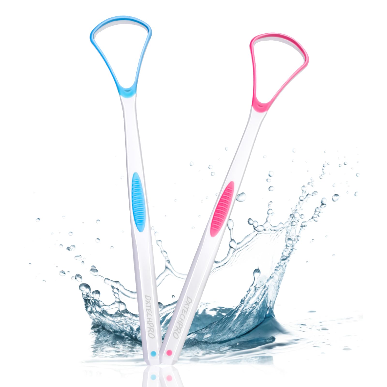 【送料無料】DXTECHPRO 舌ブラシ シリコン 舌に優しく 舌クリーナー 舌磨き ブラシ 両面用 舌苔除去 舌専用クリーナー したみがき ブラシ 下磨きブラシ 色：1本ブルー+1本ピンク