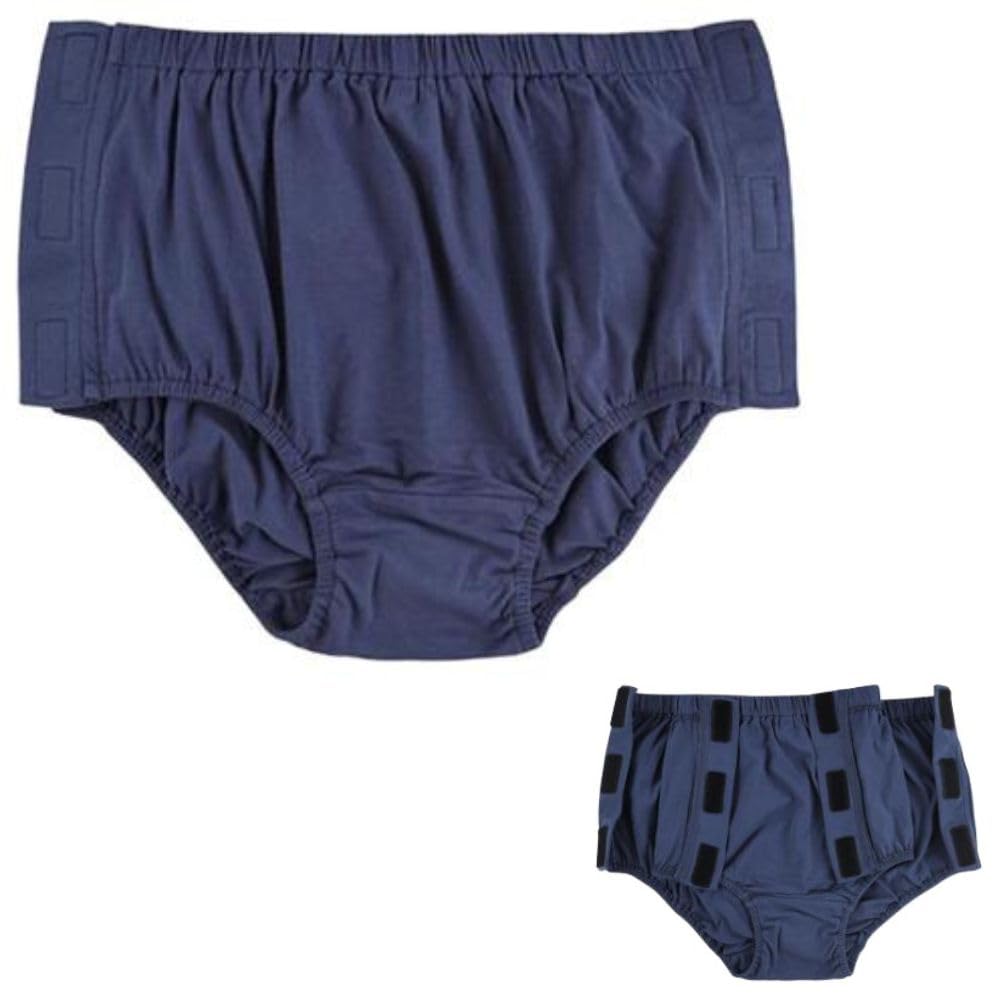 【送料無料】ASPALAND 大人 用 おむつ カバー 失禁 対策 尿 漏れ 防止 マジックテープ式 介護 洗える パンツ カバー 色：ネイビー、サイズ：XL