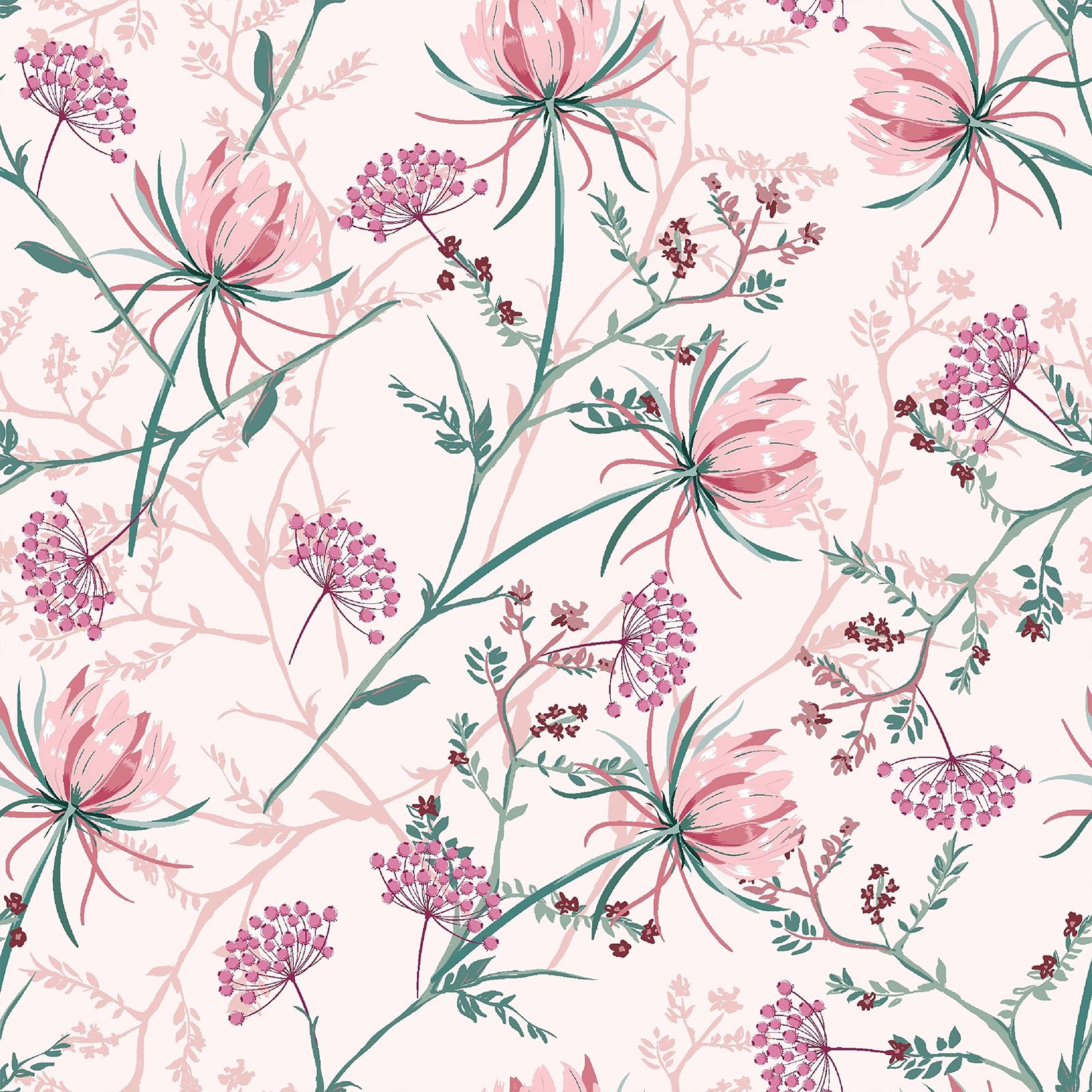 【送料無料】VEELIKE 貼る壁紙 リメイクシート 壁紙シール ウォールステッカー wallpaper ピンク 葉 花..