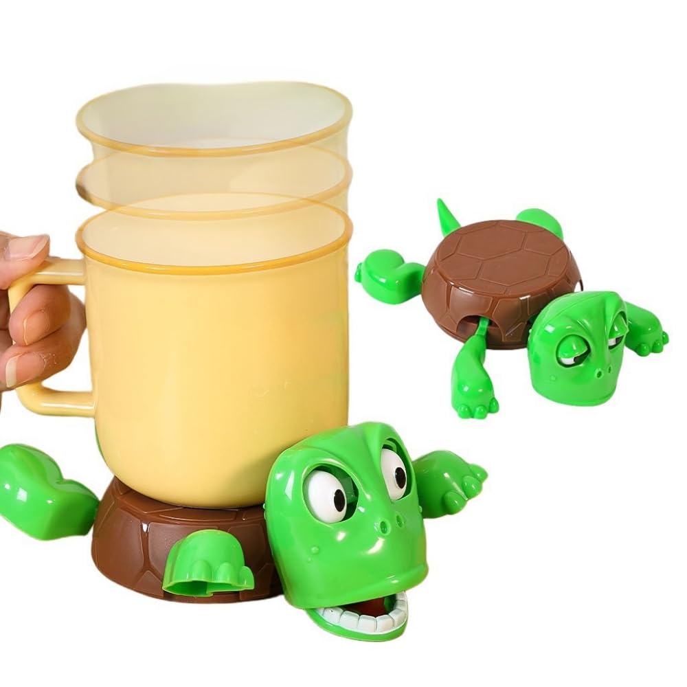 【送料無料】JYF.QUANYI 面白いタートルコースター、オープンアイドタートルティーコースター｜手足可動式・表情豊かな顔を備えた｜マグカップ/グラス対応｜卓上 オフィス ホームバー用 ユニークデザイン 色：イエロー、サイズ：15