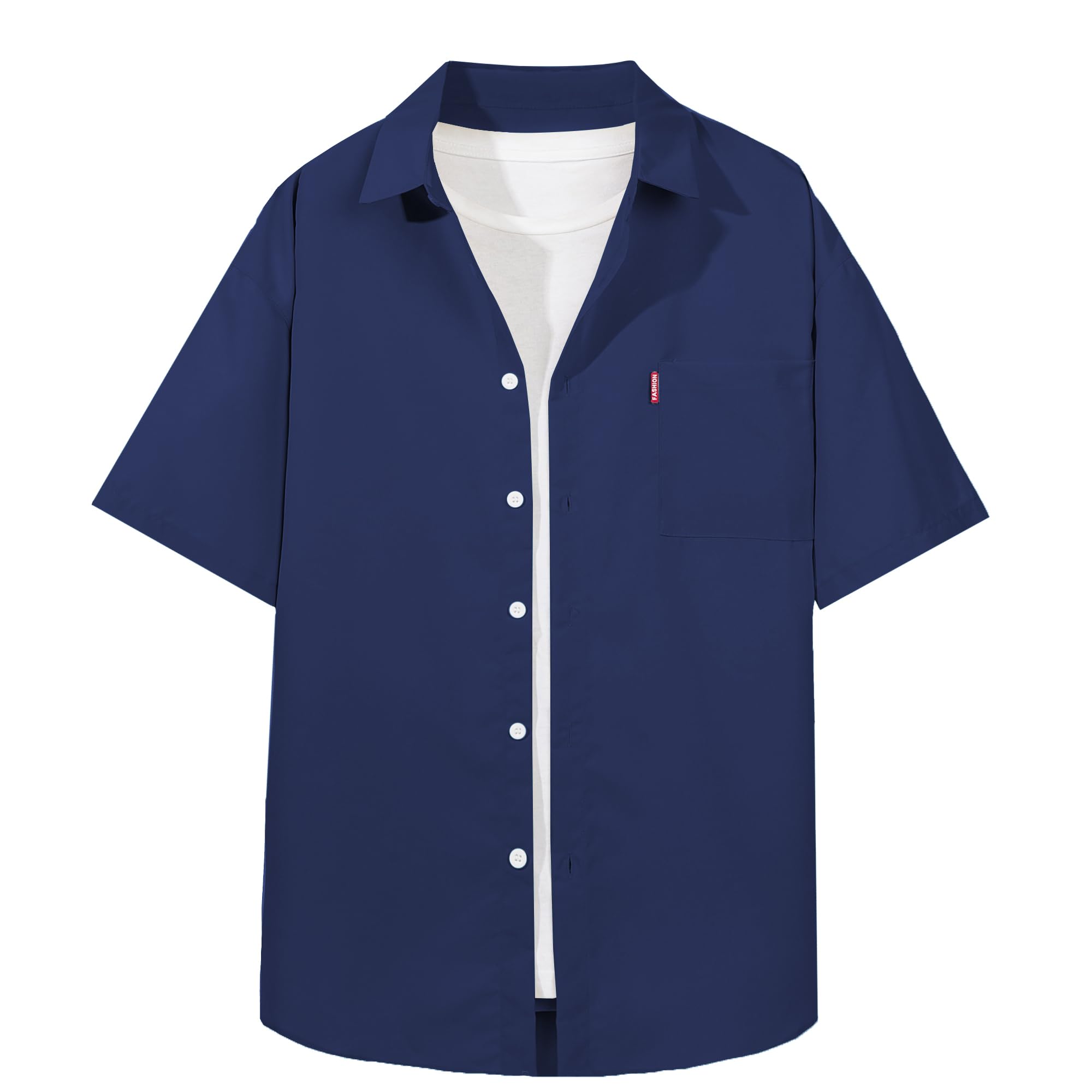 【送料無料】[Metakey] シャツ メンズ 半袖 長袖 カジュアル 夏 薄手 無地 ゆったり おしゃれ 大きいサイズ 人気 春夏秋 対応 色：#116:ネイビー、サイズ：2XL