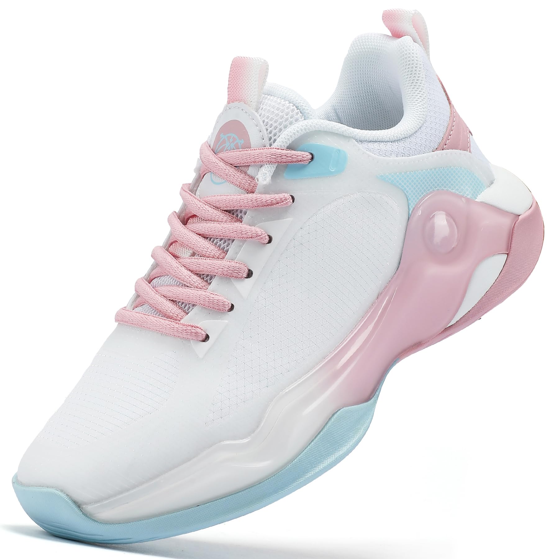 【送料無料】[Beita Sports] スニーカー バスケットシューズ 運動靴 女の子 男の子 履きやすい 滑りにくい ハイカット 幅広 甲高 かっこいい 色：白妃紅、サイズ：25.5 cm