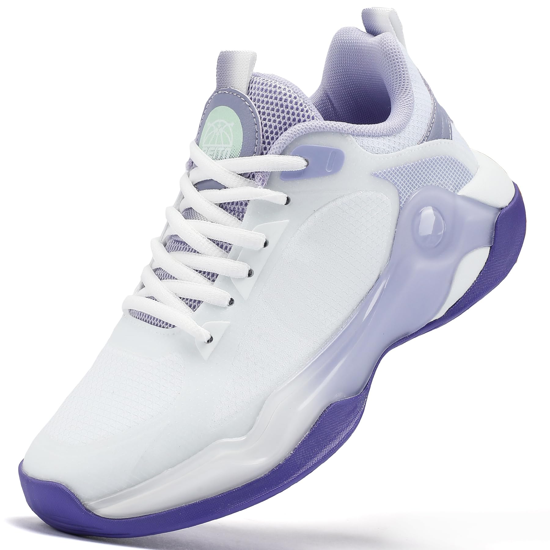 【送料無料】[Beita Sports] スニーカー バスケットシューズ 運動靴 女の子 男の子 履きやすい 滑りにくい ハイカット 幅広 甲高 かっこいい 色：白紫、サイズ：23.5 cm