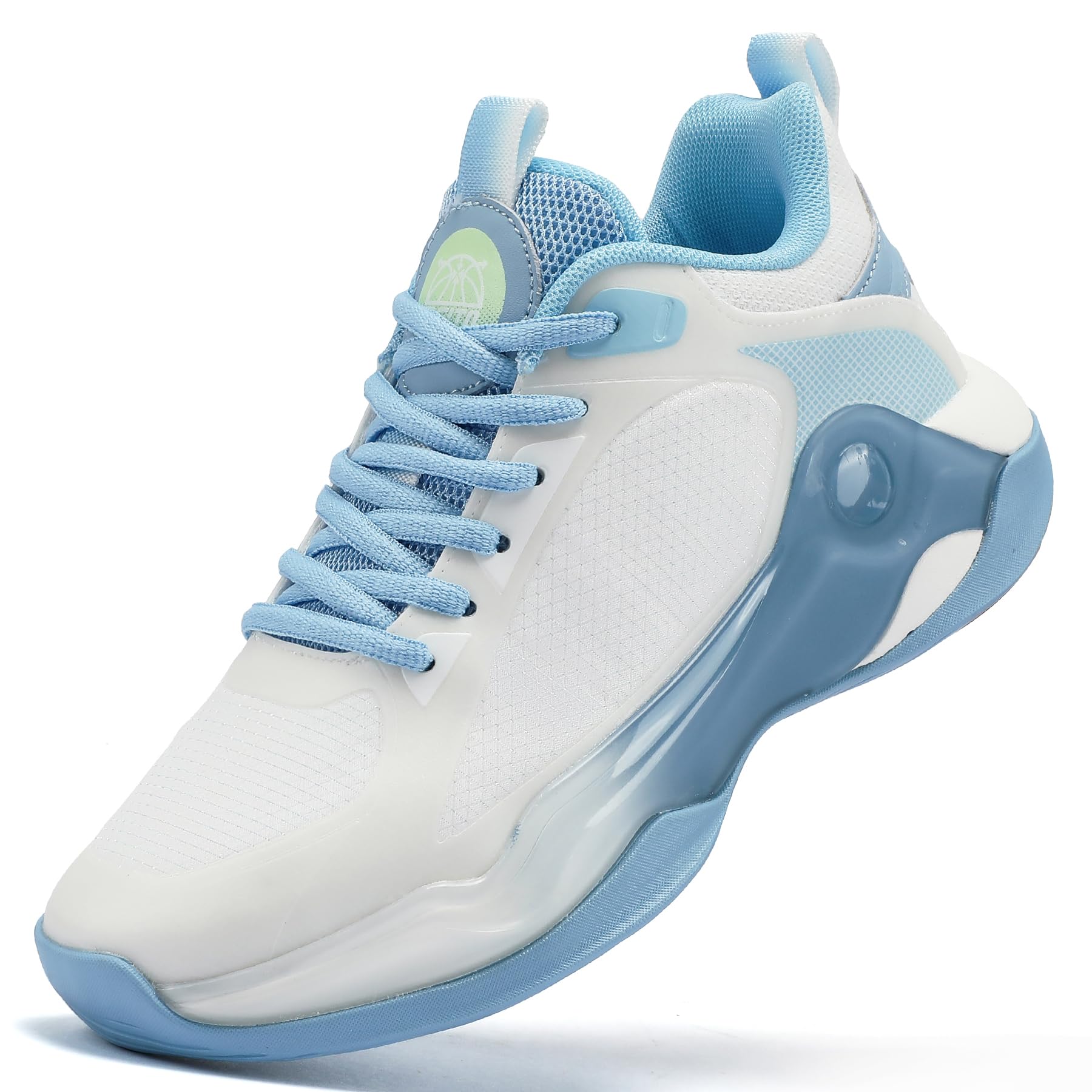 【送料無料】[Beita Sports] スニーカー バスケットシューズ 運動靴 女の子 男の子 履きやすい 滑りにくい ハイカット 幅広 甲高 かっこいい 色：白水色、サイズ：24.5 cm