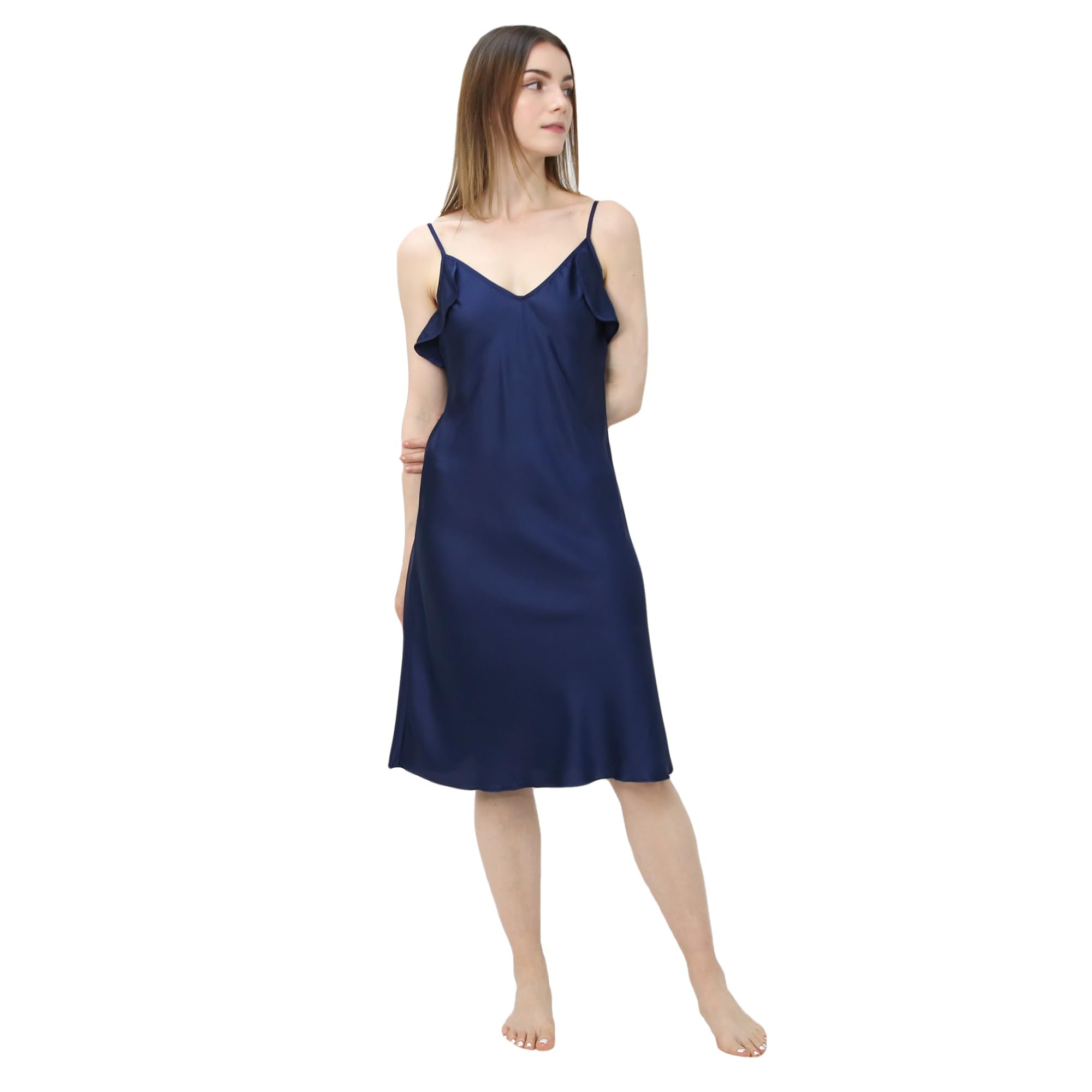 【送料無料】[Rose Halcyon] バスローブレディース キャミソールガウン サテン ランジェリーナイトウェア シルク レディースパジャマ セット 浴衣 部屋着 ルームウェア セクシー 優しい肌触り お風呂上り 色：ブルー、サイズ：M