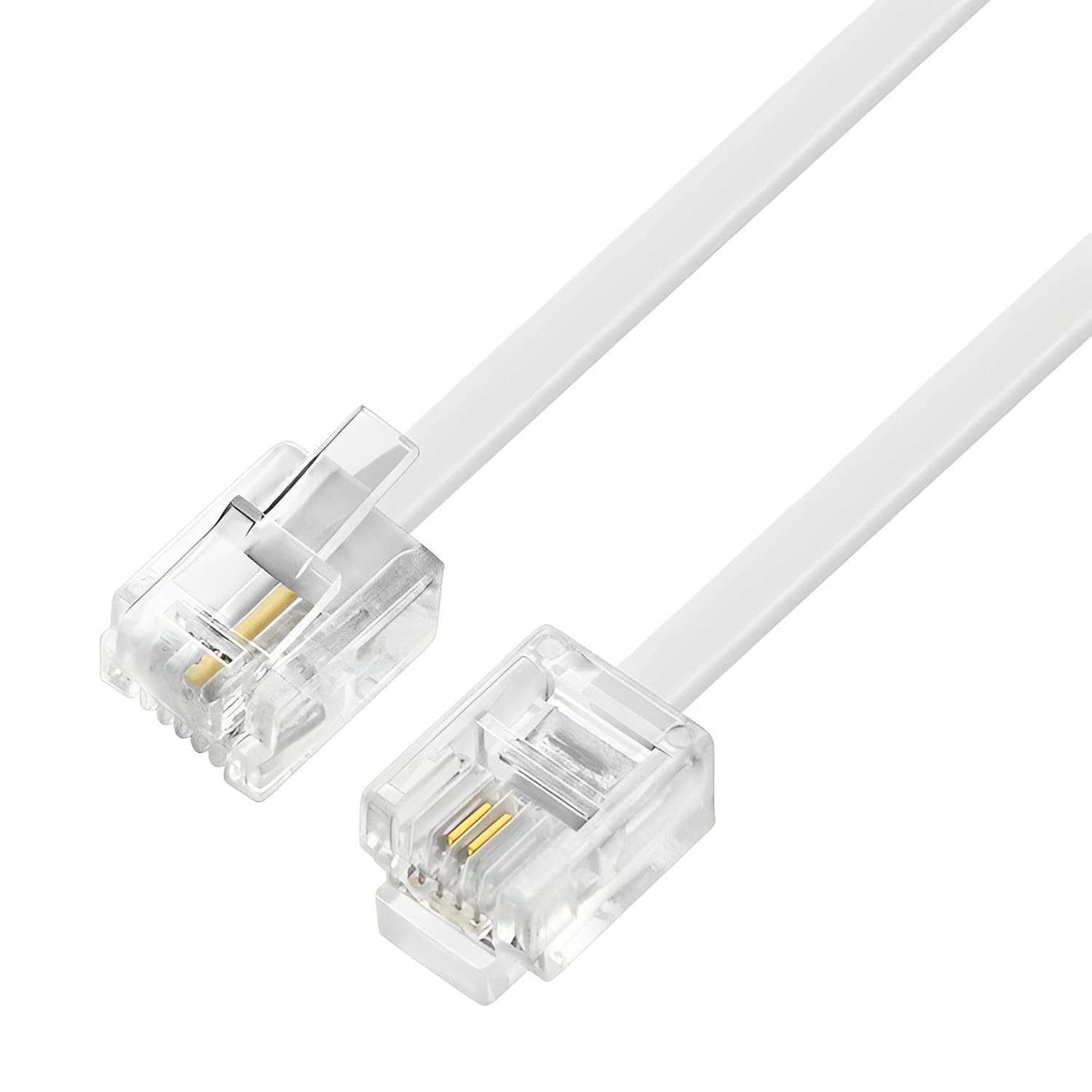 【送料無料】モジュラーケーブル 電話線 6極4芯 RJ11 フラット 電話/テレホン 延長コード 電話延長ケー..