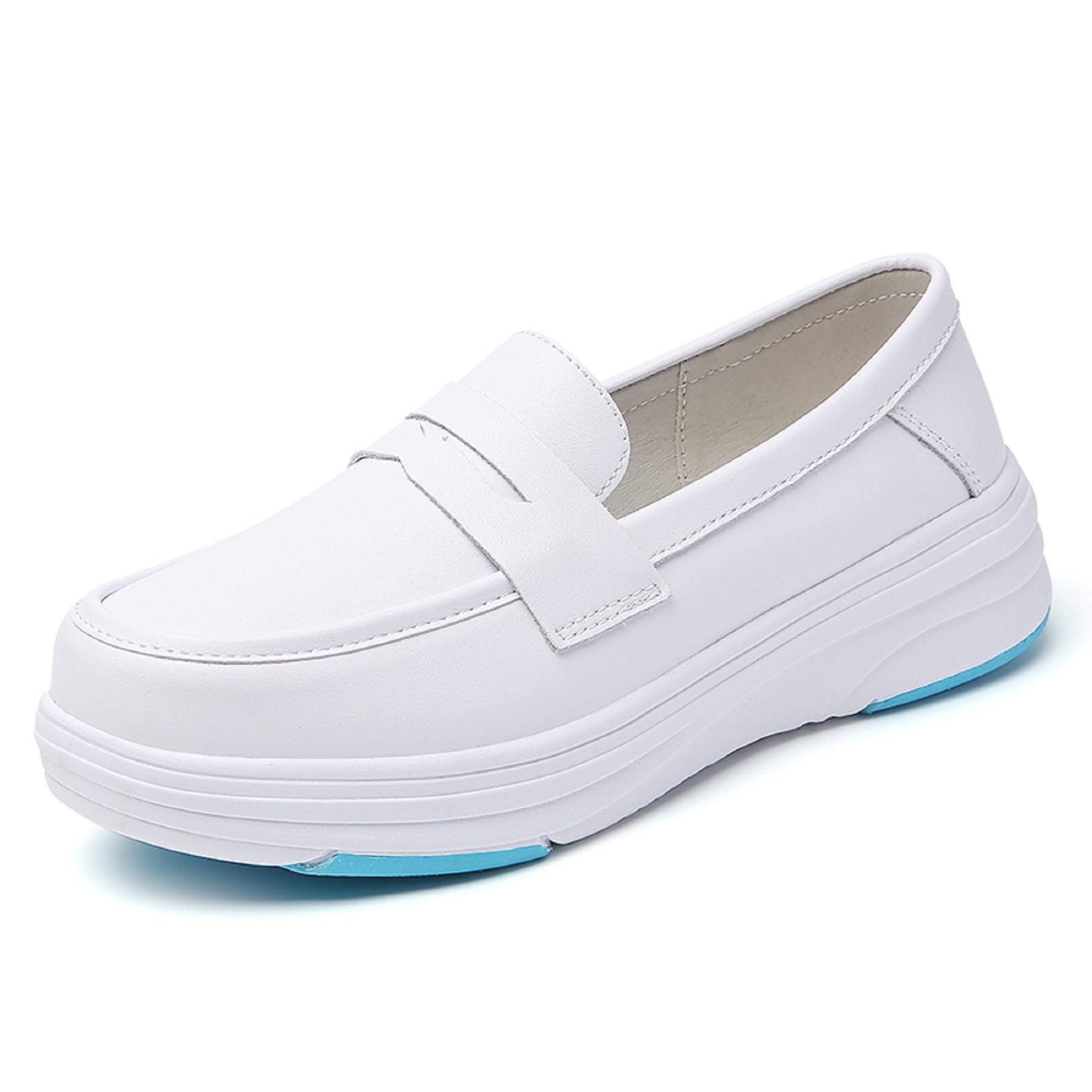 【送料無料】[Beita Sports] 【レザー本革】スニーカー ナースシューズ 立ったまま履ける 2Way仕様 軟かい レディース ウォーキング カジュアルシューズ 学生 ローファー 通気 軽量 防臭 滑にくい 歩きやすい 白 黒 色：2-白、サイズ：23.5 cm