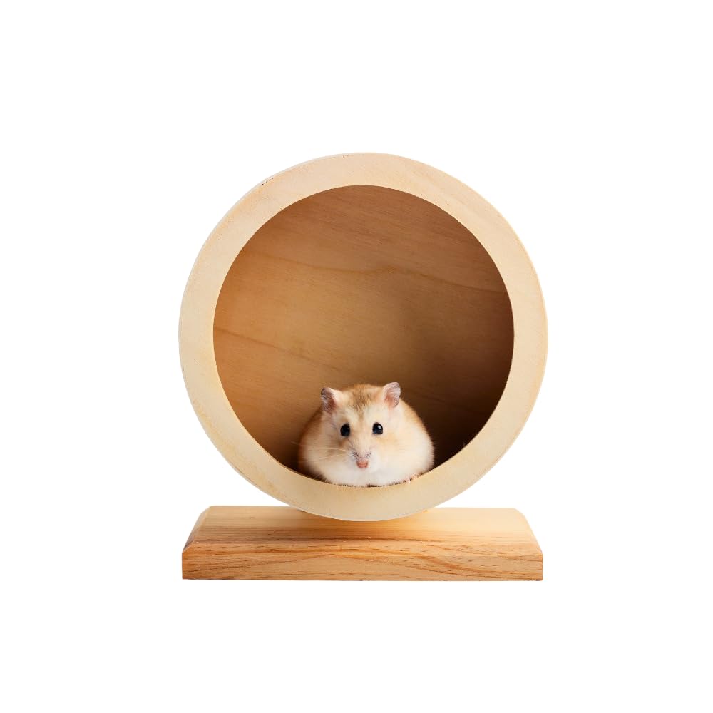 【送料無料】Tropchou ハムスター 回し車 静音 サイズ選択 ランニング 天然木 小動物 滑車 おもちゃ ペット 色：ナチュラル、サイズ：Sサイズ