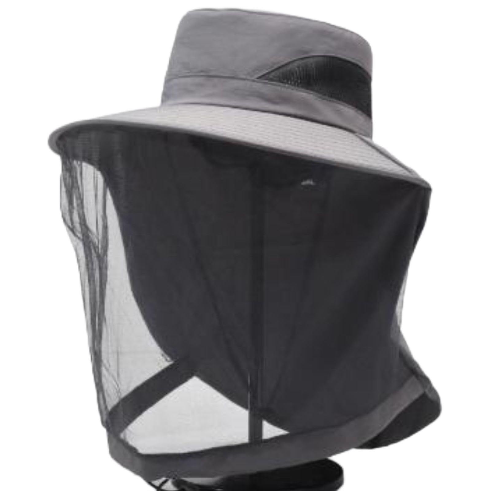 【送料無料】[ASPALAND] 日除け 帽子 虫除け ネット 付 ドローコード 調整 つば広 UV 紫外線 対策 農作業 ガーデニング 色：グレー、サイズ：Free Size