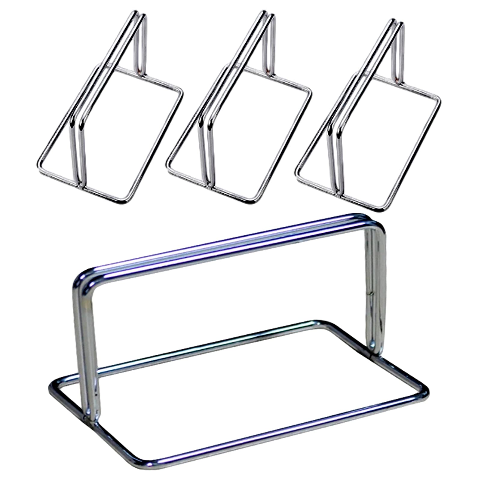 商品情報商品の説明主な仕様 飲食店やオフィスなどで使用されるパーテーション用アクリル板スタンド台座のみ4個セットです。ご好評につき6個セットも追加しました。一般的なアクリルパーテーションは台座もアクリル製のため、ボードと台座の接着部分が破損しやすくなっており、破損してしまったアクリル台座の交換用として、こちらのステンレス製台座をお使いください。メニュー置きやポップスタンドとしてもお使いいただけます。※アクリル板、ボードは付属されておりません。【サイズ】幅15cmx奥行10cmx高さ9.6cm 4個セット/6個セット 適応ボード厚さ：4-5mm