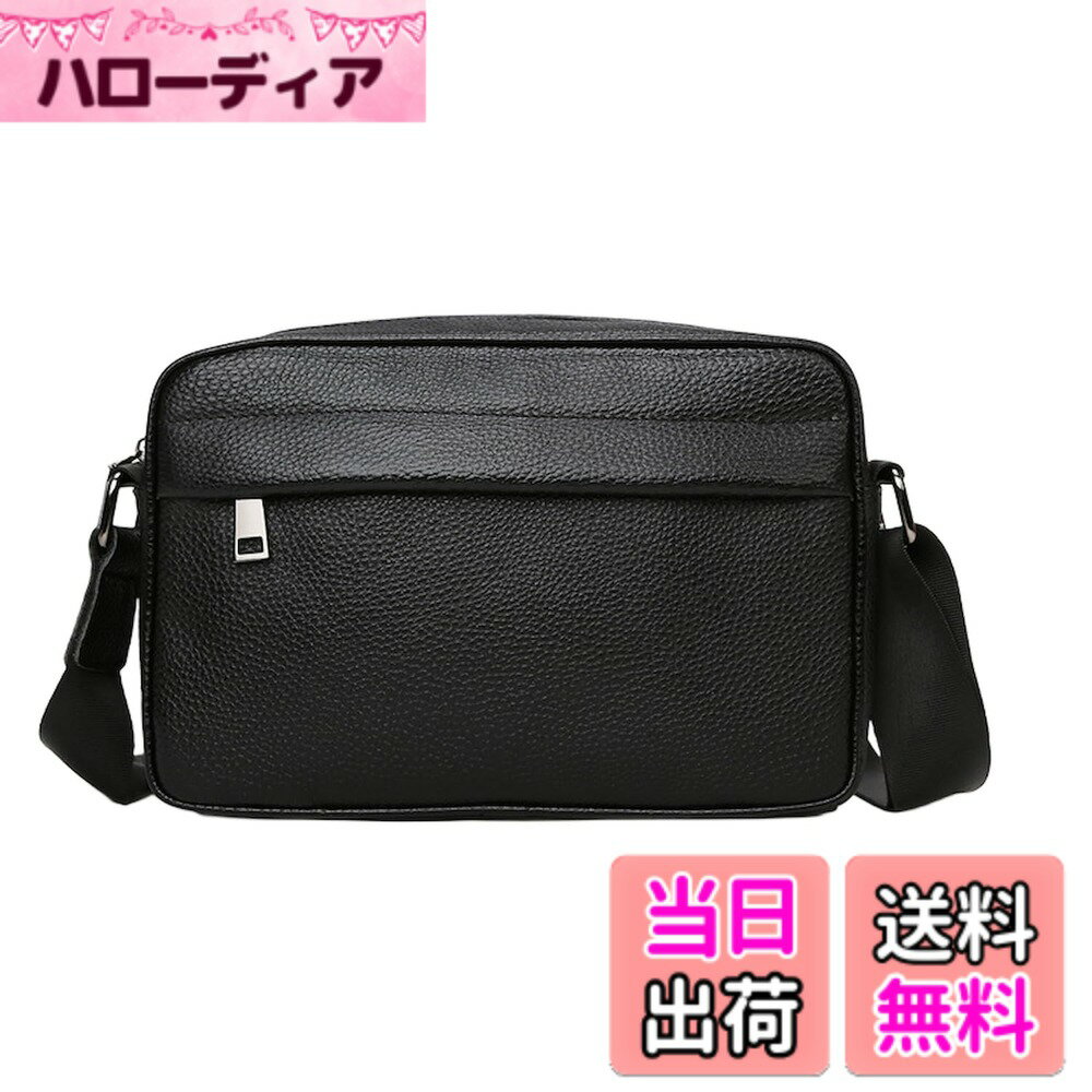 【送料無料】[Welltude] ショルダーバッグ メンズ 斜めがけ ボディバッグ 本革 レザー ワンショルダー 軽量 ミニバッグ 小さめ カバン バッグ 色：ブラック、サイズ：24cmx6.5cmx16cm