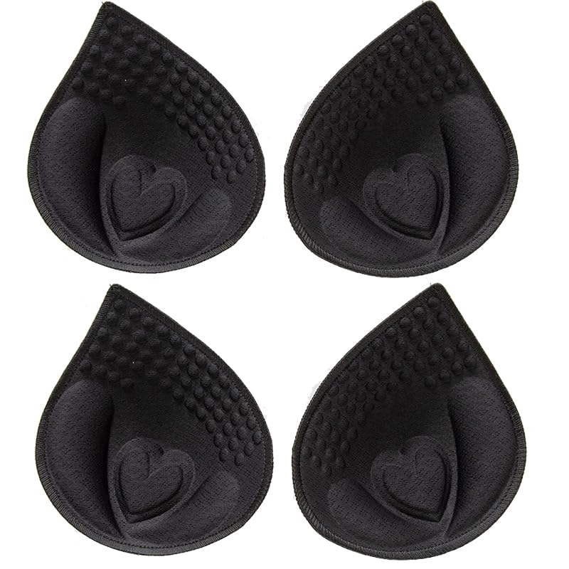 【送料無料】2ペア4枚 ブラパッド 胸パッド パッド ブラ カップ取り外し エッジロックカップUP 蒸れない 極厚ブラパッド 縁処理 型崩れしにくい ブラジャー レディース 型崩れしにくい 薄い 通気性 ブラキャミ 付け替え ノンワイヤー パット 色：ブラック、サイズ：L