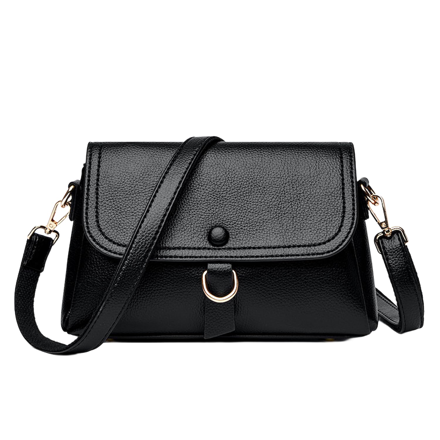 【送料無料】[Welltude] ショルダーバッグ レディース ミニバッグ 斜めがけ 肩掛け ポシェット 斜め掛けバッグ 小さめ バッグ 自立 色：ブラック、サイズ：中サイズ