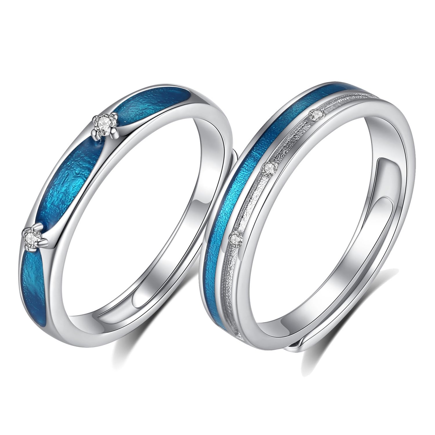 【送料無料】【083BASE】星空風ブルー/ペアリング/カップル指輪/925スターリングシルバー/ジルコニアセ..