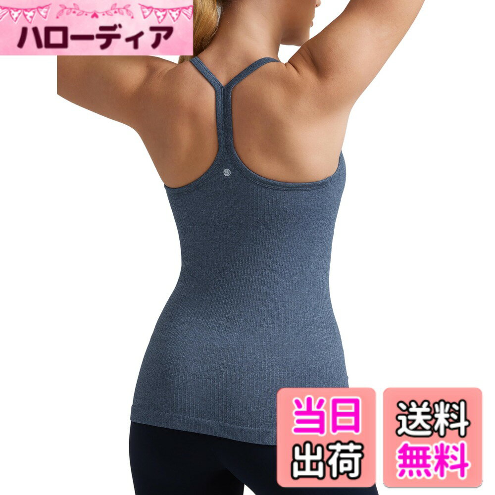 【送料無料】[CRZ YOGA] ヨガウェア レディース タンクトップ スポーツ キャミソール 速乾 リブ編み パッド付 Yバック フィットネストップス 色：グレーブルー、サイズ：M Regular