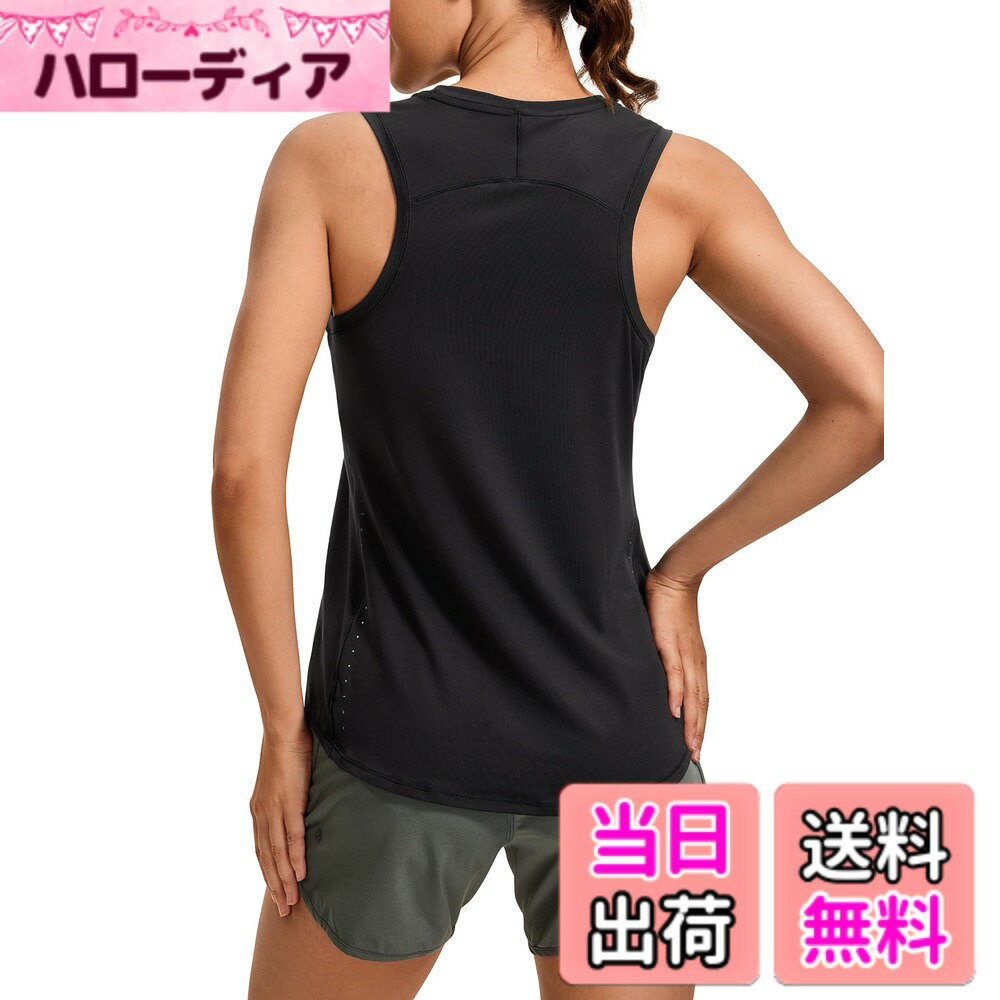 【送料無料】[CRZ YOGA] タンクトップ スポーツウェア トップス レディース ノースリーブ ハイネック レーサーバック 吸湿 速乾 軽量 スポーツ ランニング ヨガ 色：ブラック、サイズ：M Regular