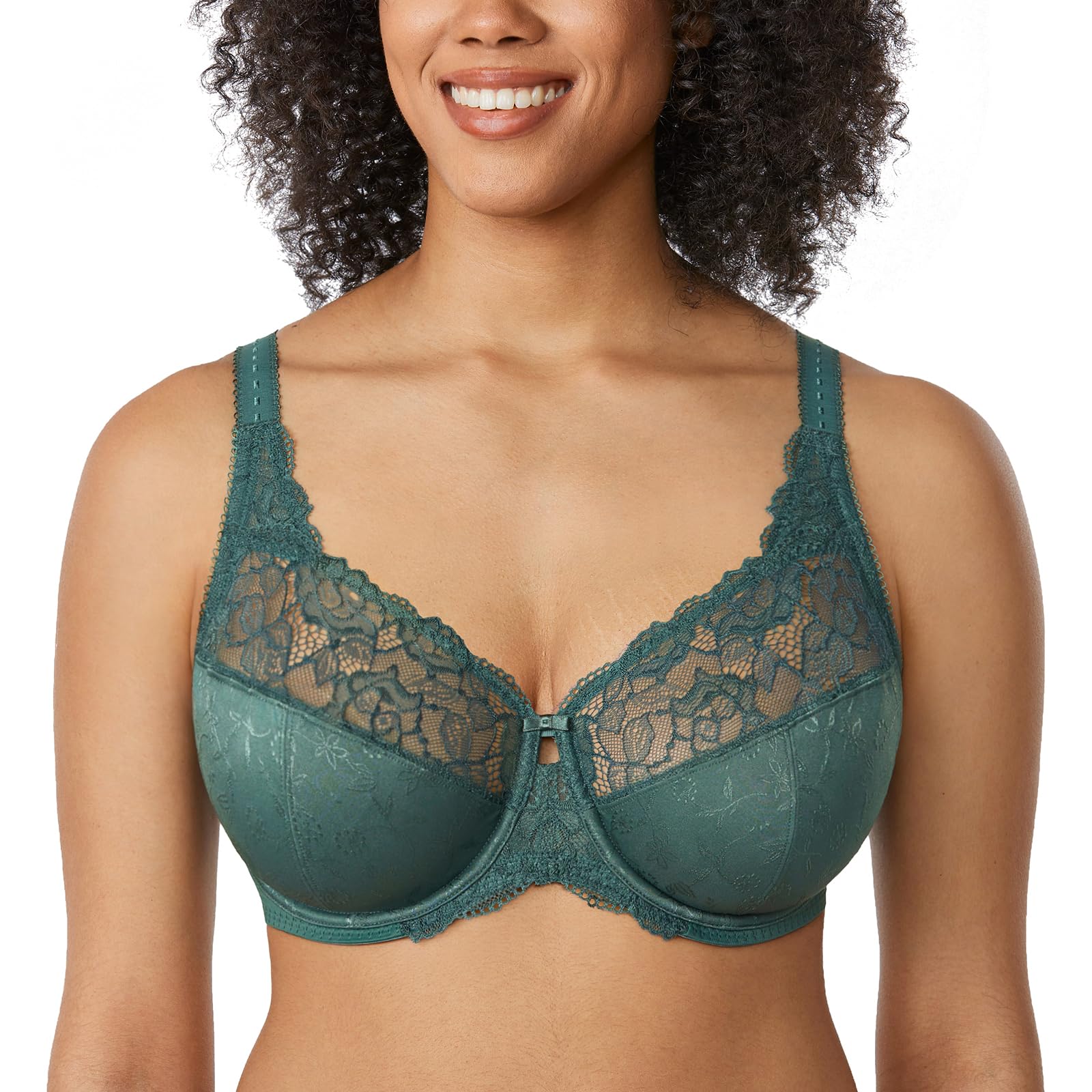 【送料無料】[DELIMIRA] ブラジャー 大きいサイズ フルカップ 花柄レース ワイヤー入り パッドなし 脇..