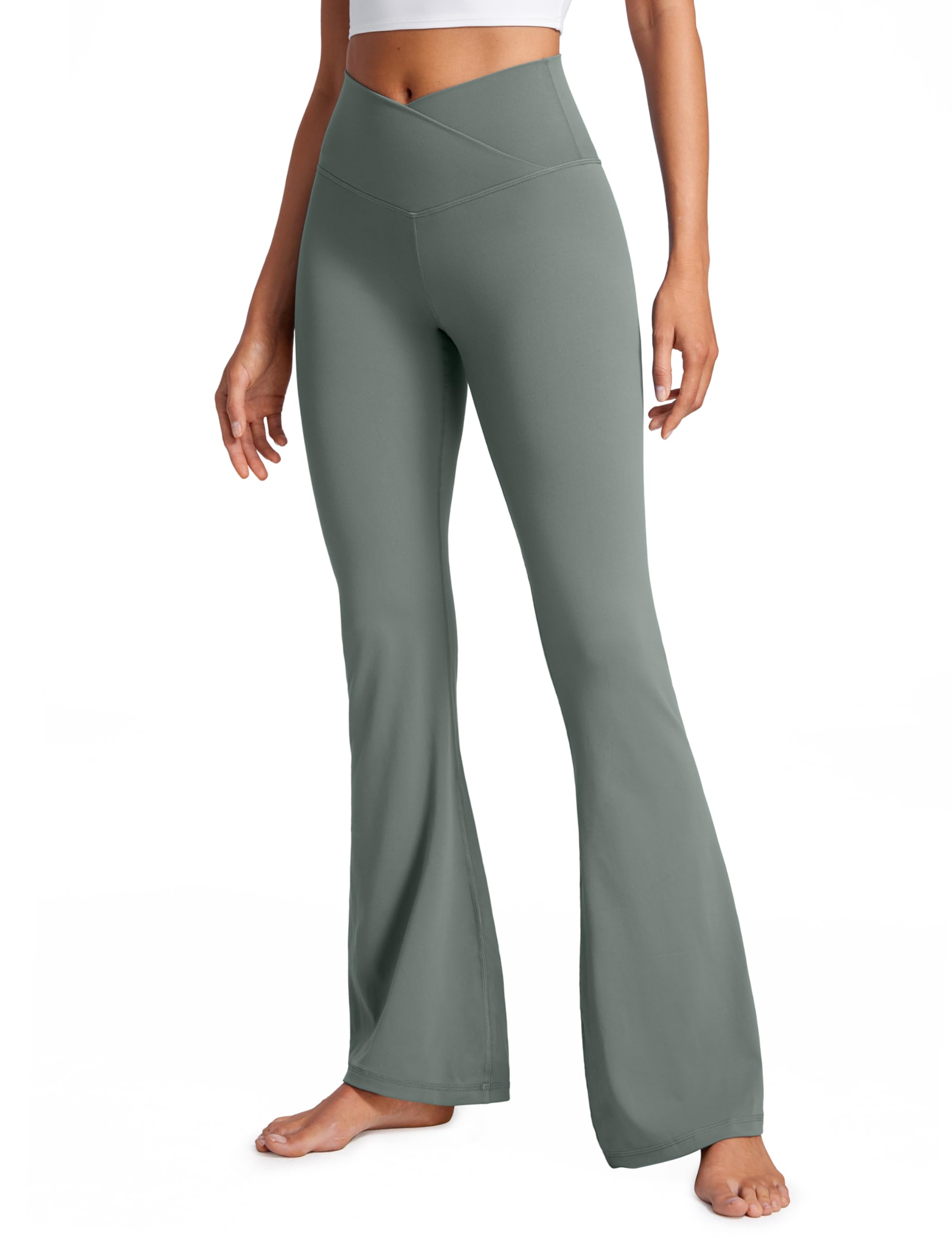 【送料無料】[CRZ YOGA] レギンス フレア ヨガパンツ Vウエスト 柔らか ストレッチ フィットネス 大きいサイズ 股下31インチ/78センチ ..