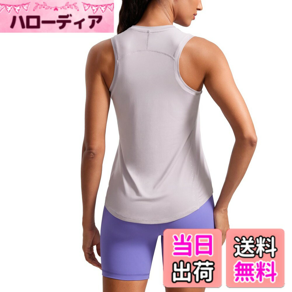 【送料無料】[CRZ YOGA] タンクトップ スポーツウェア トップス レディース ノースリーブ ハイネック レーサーバック 吸湿 速乾 軽量 スポーツ ランニング ヨガ 色：灰色のアイリス、サイズ：L Regular