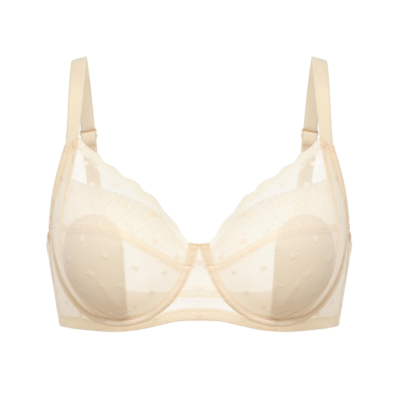 【送料無料】[DOBREVA] ブラジャー 大きいサイズ レース シースルー ドット柄 水玉模様 ワイヤー入り ..