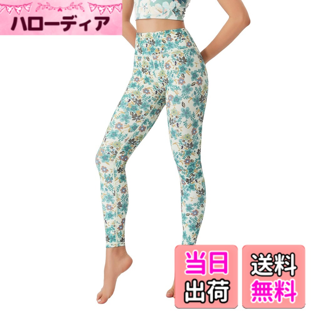 樂天商城 - 【送料無料】[ASHLEY FIT] ヨガパンツ レディース レギンス ヨガウェア 吸汗速乾 ストレッチ 9分丈 スポーツタイツ ホットヨガ ピラティス トレーニング 花柄パンツ (10#) 色：YS371、サイズ：M
