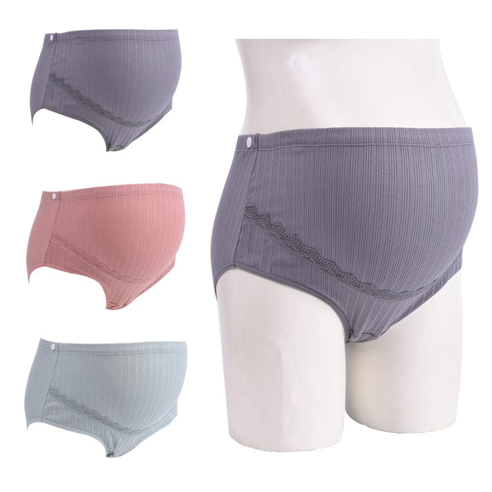 【送料無料】[eipatu] マタニティ ショーツ マタニティー下着 パンツ 妊婦パンツ 3枚セット コットン マタニティーパンツ 色：濃いカラー、サイズ：L