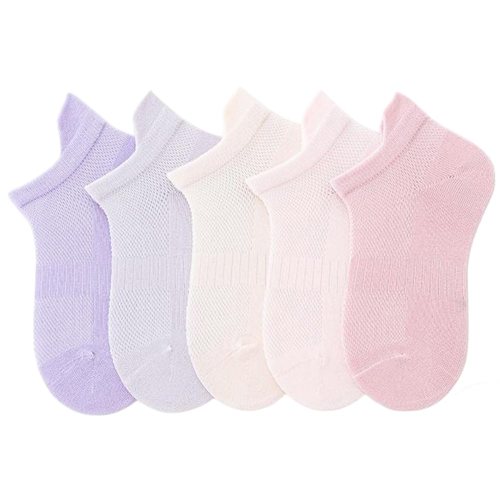 【送料無料】[eipatu] キッズ 靴下 男の子 女の子 ガールズ メッシュ 春夏 ボーイズ 子供 赤ちゃん ジュニア ソックス クルー丈 アウトドア 綿 スクールソックス くつした 5足セット 通園通学 色：ピンク、サイズ：XL