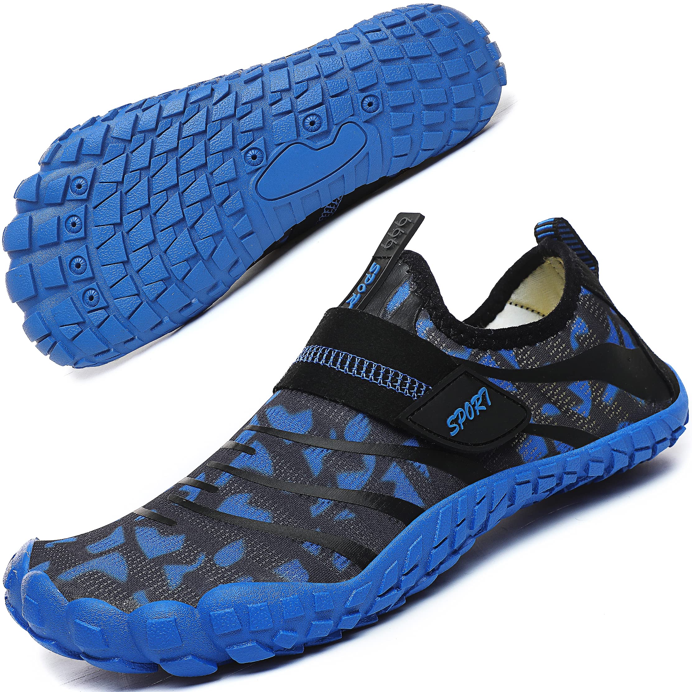 【送料無料】[Geecol] キッズ用ウォーターシューズ 男の子や女の子は素足で砂浜、プールで運動できる速乾・軽くてよろよろと歩くこどもに 色：ブルー、サイズ：24.0 cm