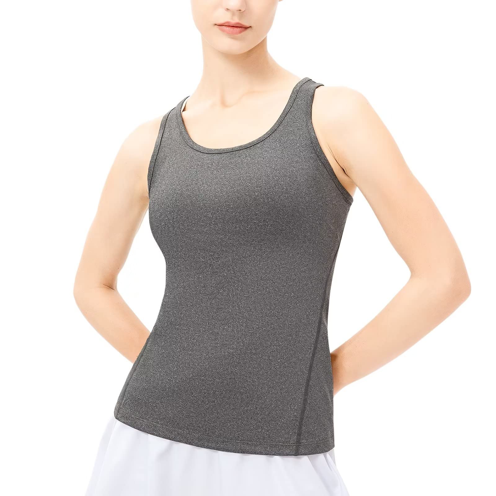 【送料無料】[Guooolex] タンクトップ スポーツ レディース ヨガ トレーニングウェア インナーウェア 袖なし アンダー トップス ノースリーブ ドライ素材 ストレッチ 通気 夏服 色：グレー、サイズ：XL