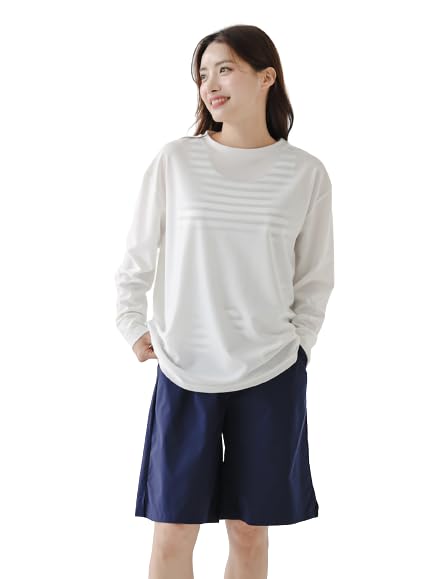 【送料無料】[growncharm] 水着 レディース 体型カバー タンキニ セパレート Tシャツ 長袖 タンクトップ ショーツ ショートパンツ【UPF50+ UVカット加工】【4点セット】[SWSB02] 色：ホワイト、サイズ：3L