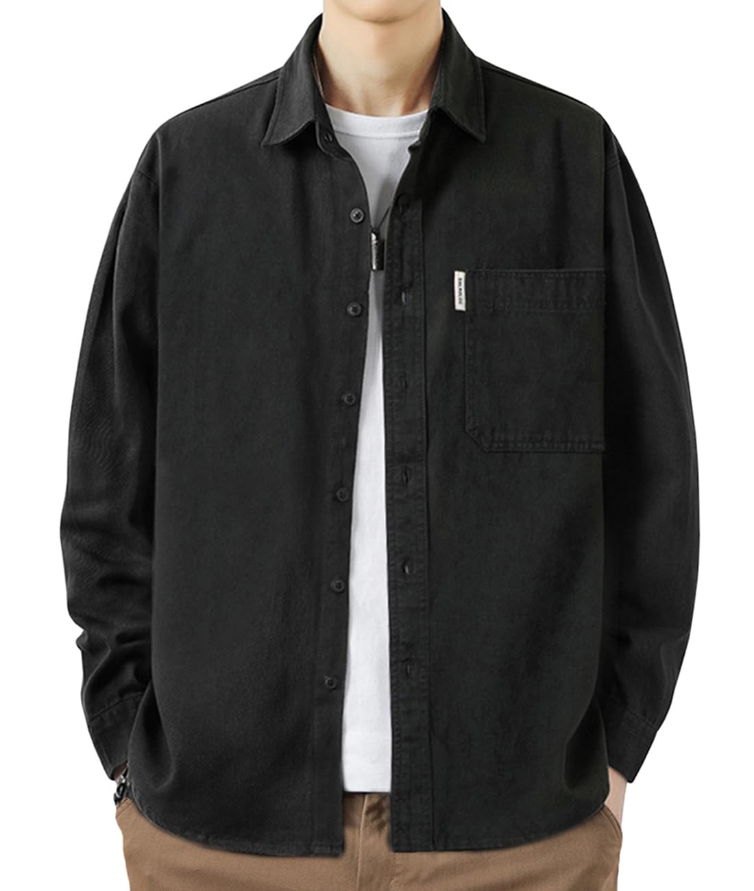 【送料無料】[EASTEMPO] シャツ メンズ 秋 長袖 綿 無地 カジュアル ビジネス ゆったり オシャレ 大き..