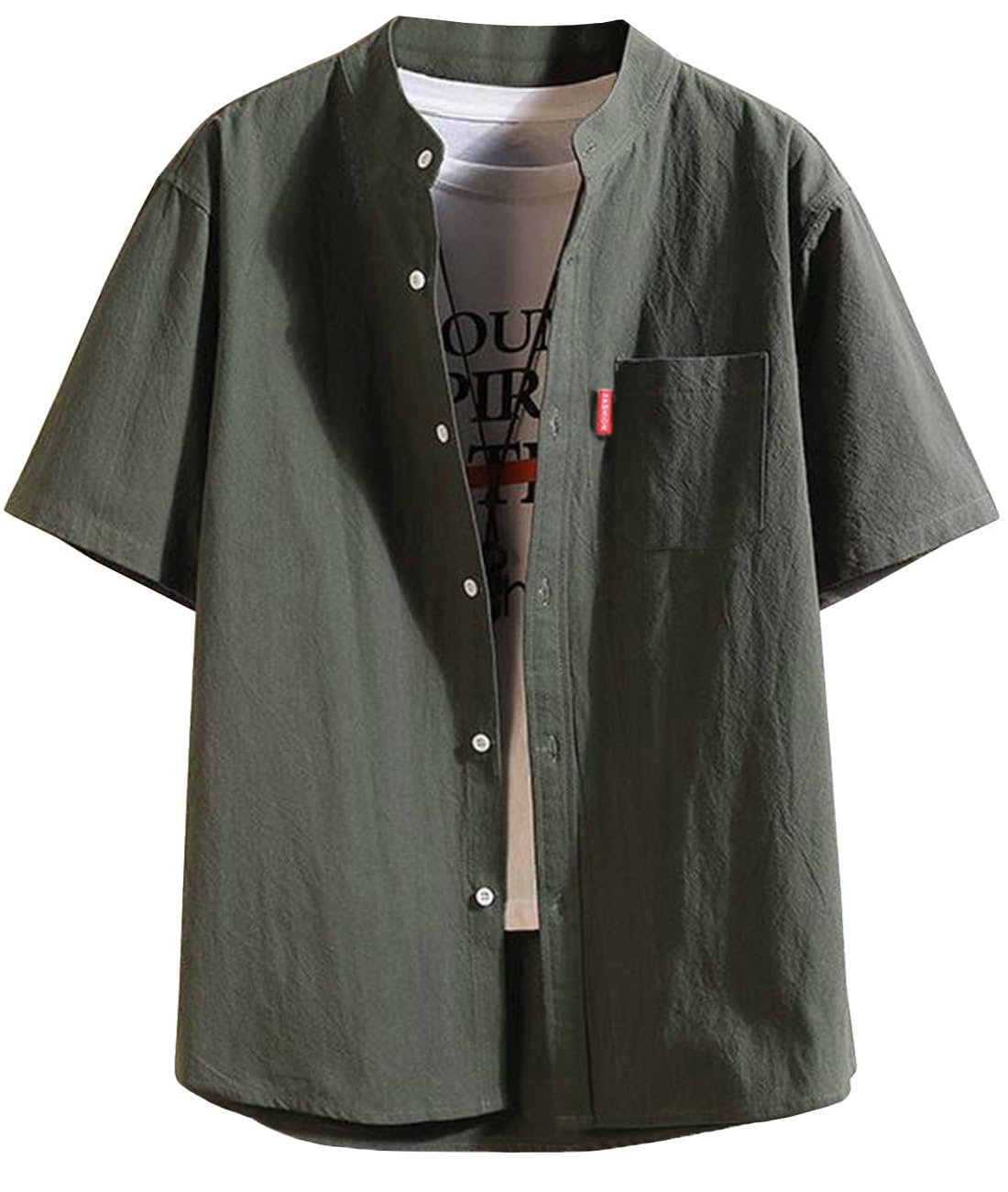 【送料無料】[EASTEMPO] シャツ メンズ 半袖 夏 綿麻 カジュアル ビジネス 無地 おしゃれ ゆったり 薄..