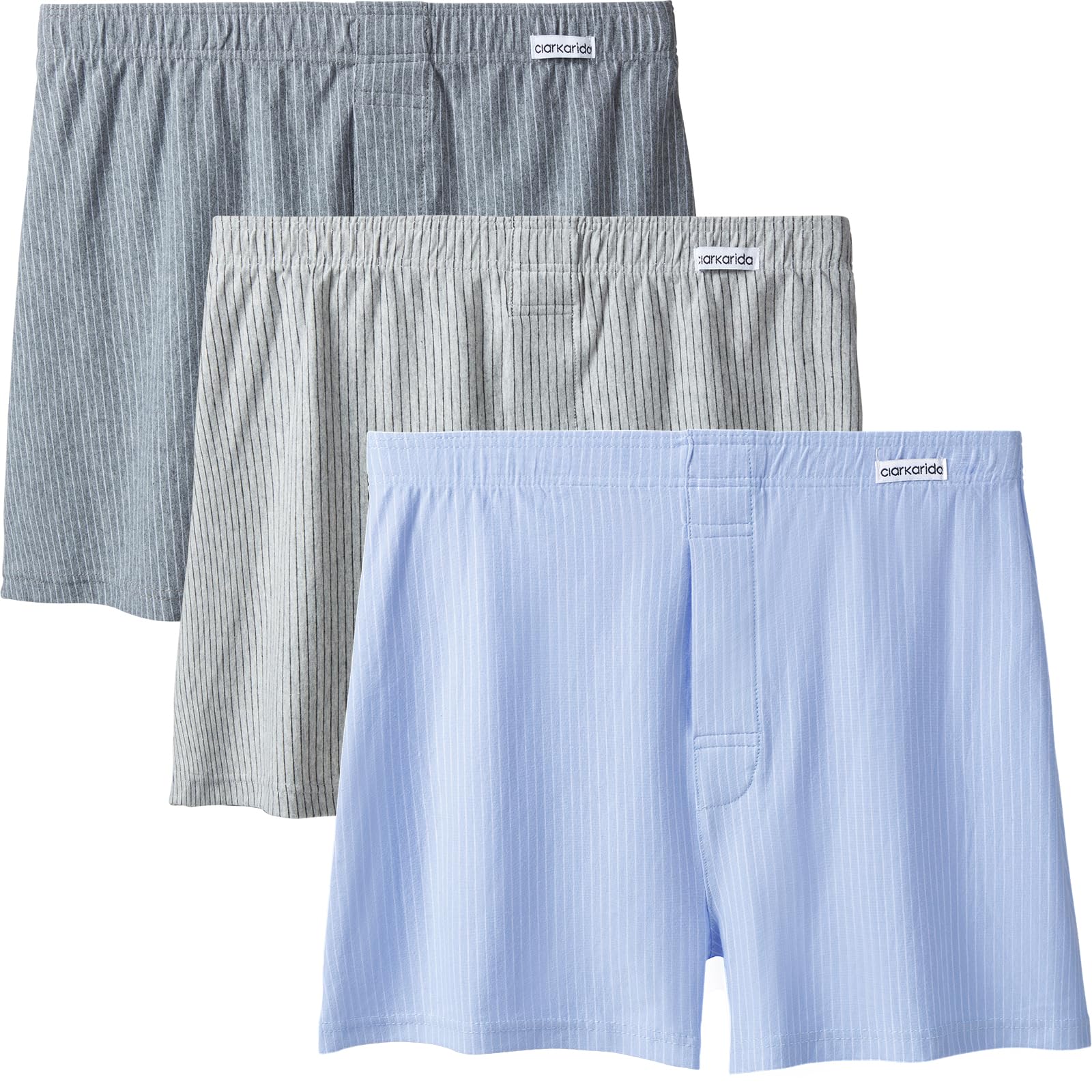 【送料無料】[ClarKarida] トランクス メンズ 下着 綿 大きいサイズ 前開き ボタン付き 3枚組 セット 色：3枚セットD、サイズ：3XL