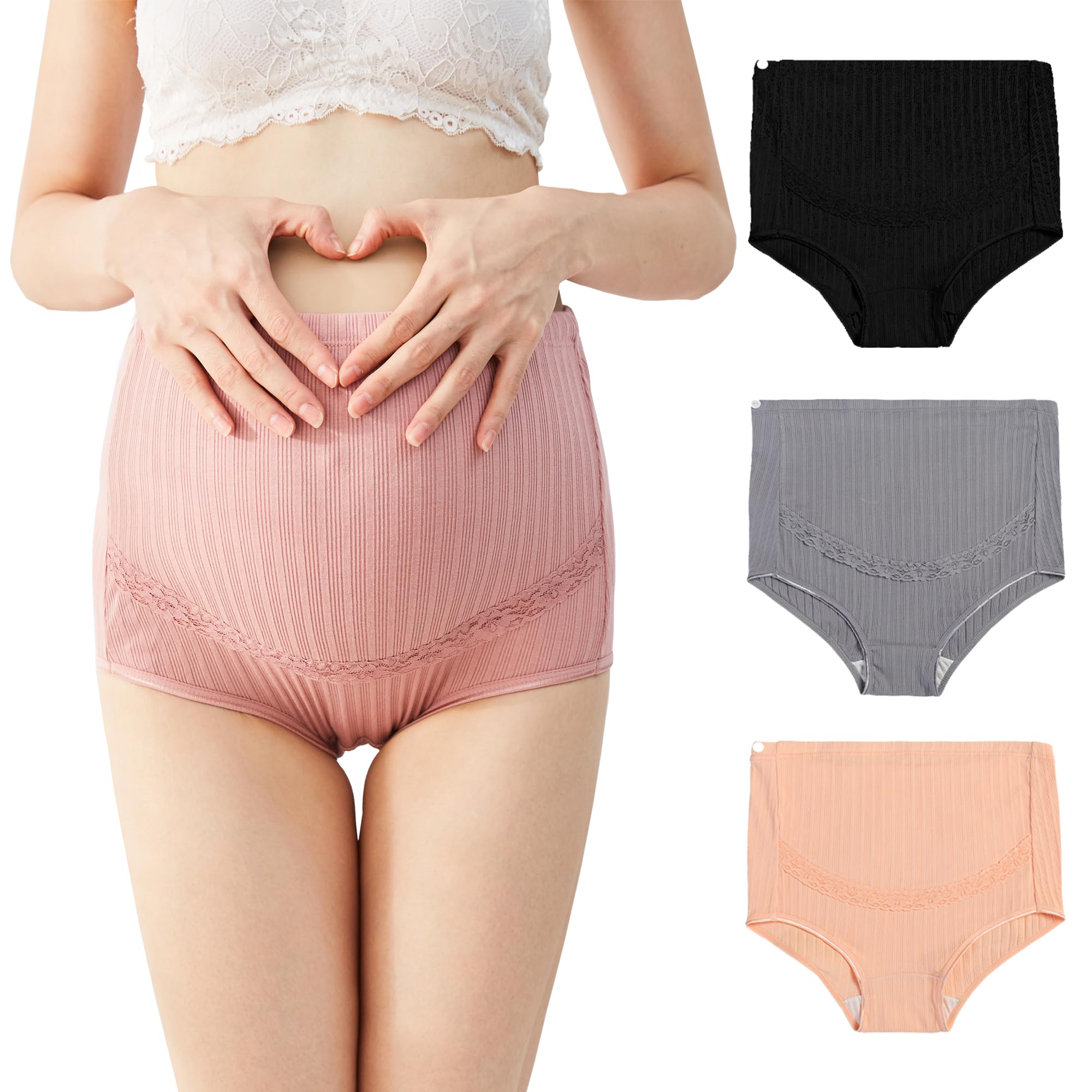 【送料無料】[CM Tech] マタニティショーツ 【4枚セット】 ローライズ ショーツ 綿 妊娠パンツ 産前 産後 コットン 抗菌防臭 妊婦下着 締め付けない パンティー 大きいサイズ 色：F Style、サイズ：2XL