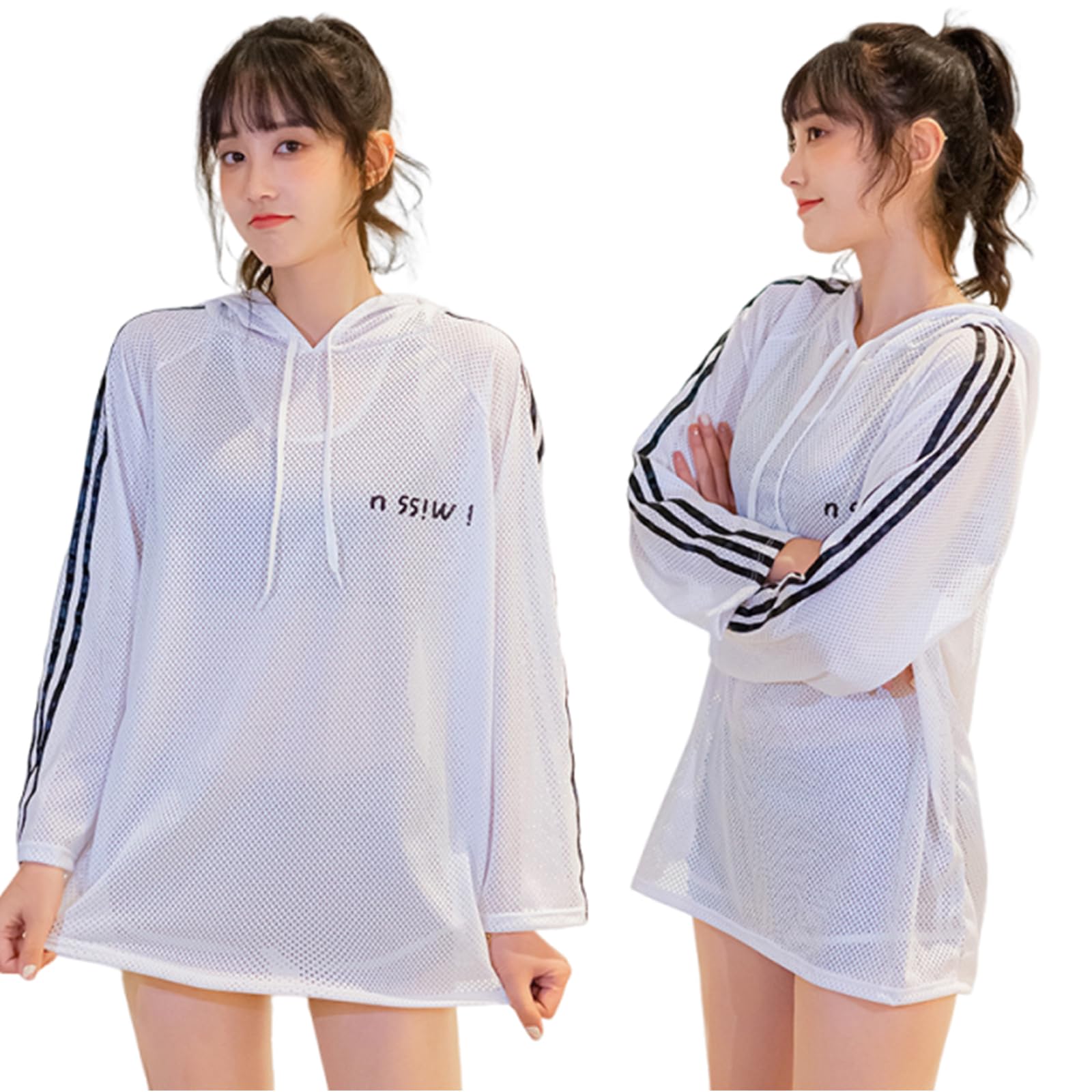 【送料無料】[Grcemlvfe] 水着 レディース ラッシュガード ビキニ 3点セット スポーツブラ 体型カバー タンキニ 高校生 水着 Tシャツ スポーツブラ セパレート ショートパンツ おしゃれ プール 水泳 海 可愛い着痩せ 色：ホワイト、サイズ：M