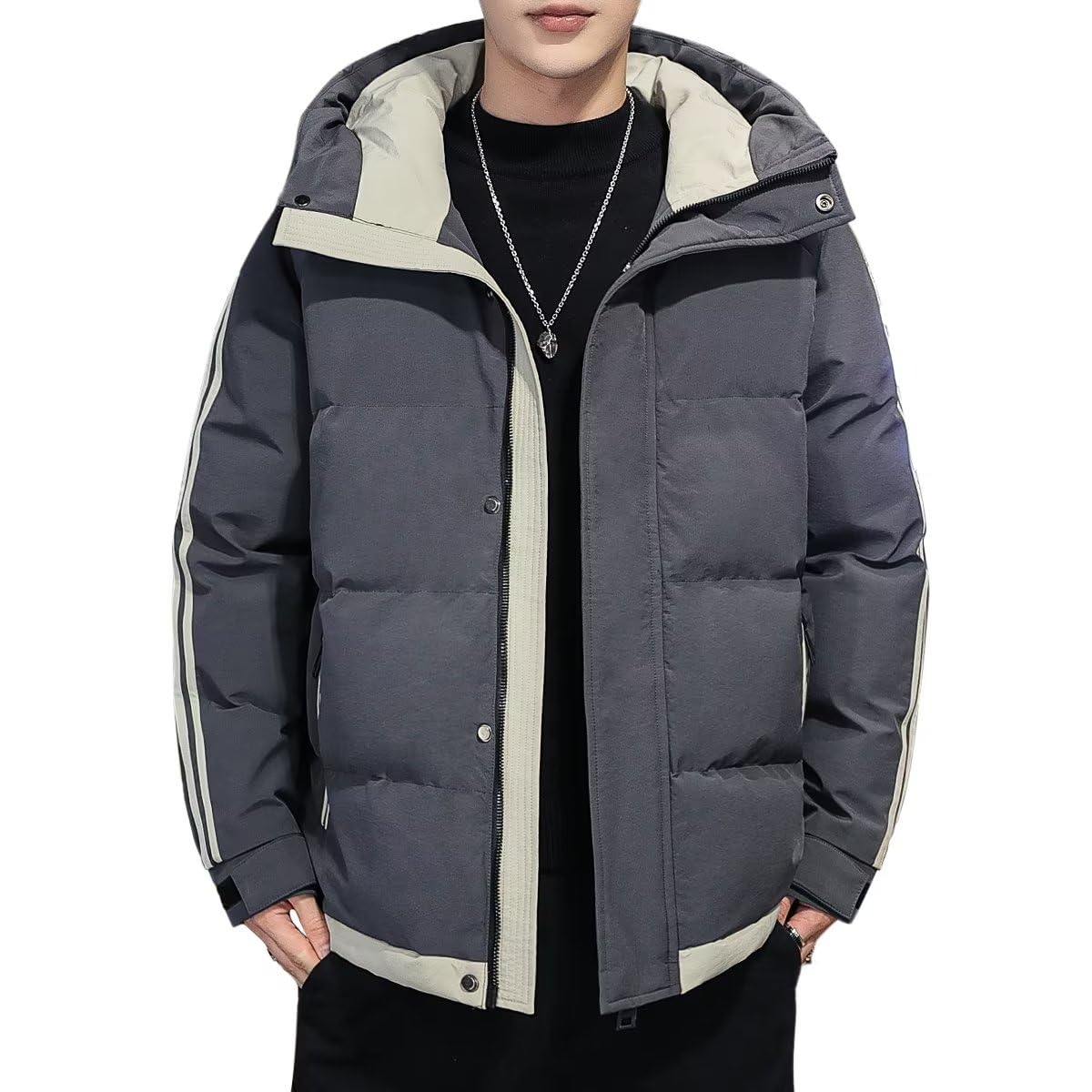 【送料無料】[Fuyumoe] メンズ ダウンジャケット コート 冬 フード付き 大きいサイ...