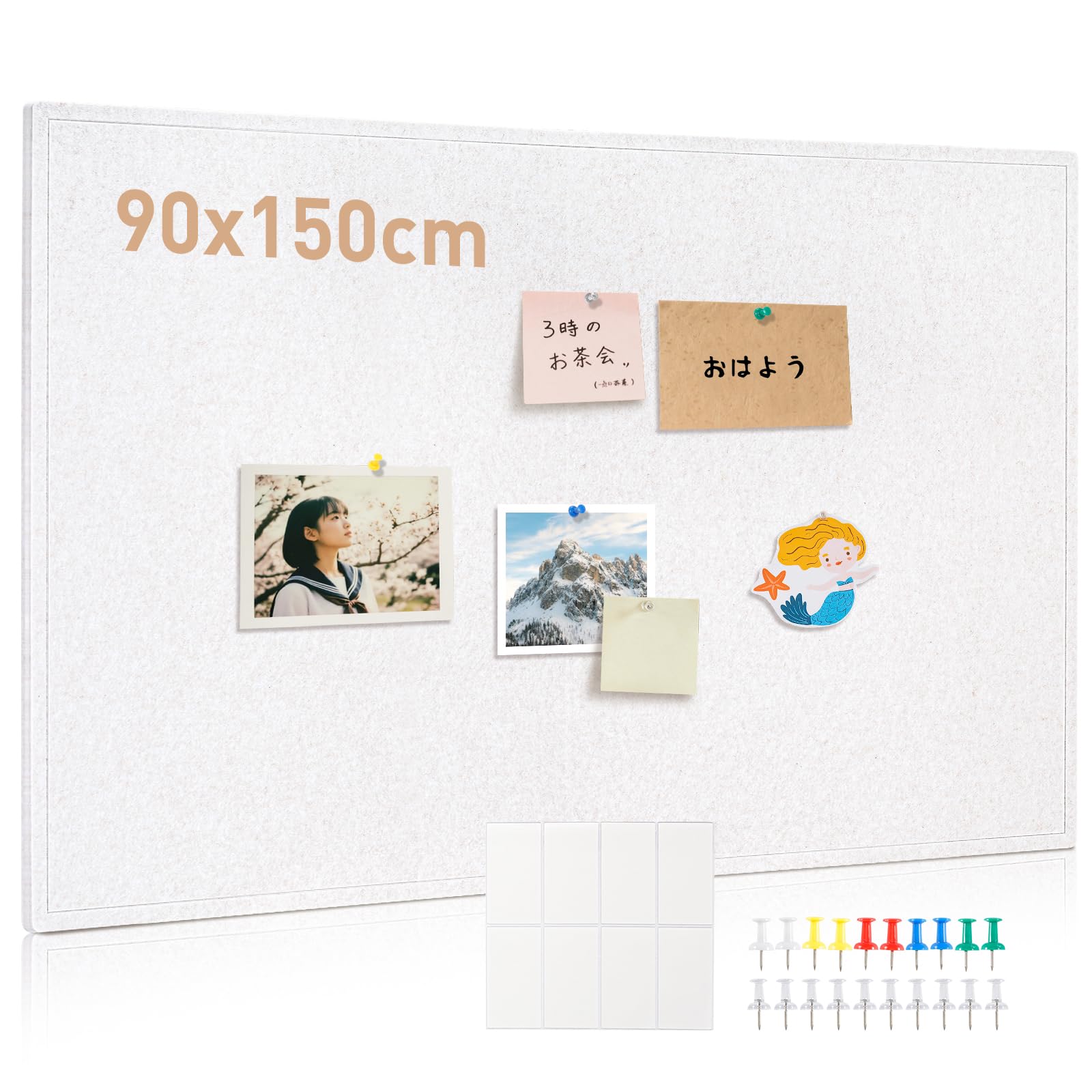 【送料無料】Walspax 大型掲示板 壁掛け フェルト製 折り畳み式 コルクボード おしゃれ 色：ベージュ、..