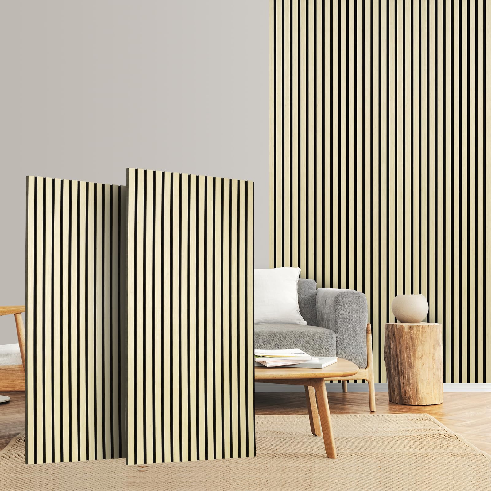 【送料無料】Walspax ウッドパネル 吸音ボード 吸音パネル 吸音材 音響材 壁材 天然木製 色：トネリコ..