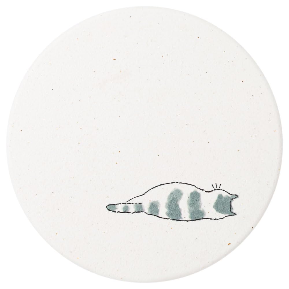 【送料無料】アンドエヌイー(&NE) 陶器珪藻土コースター アニマル 色：neko うたたね、サイズ：Φ9.7x0.6