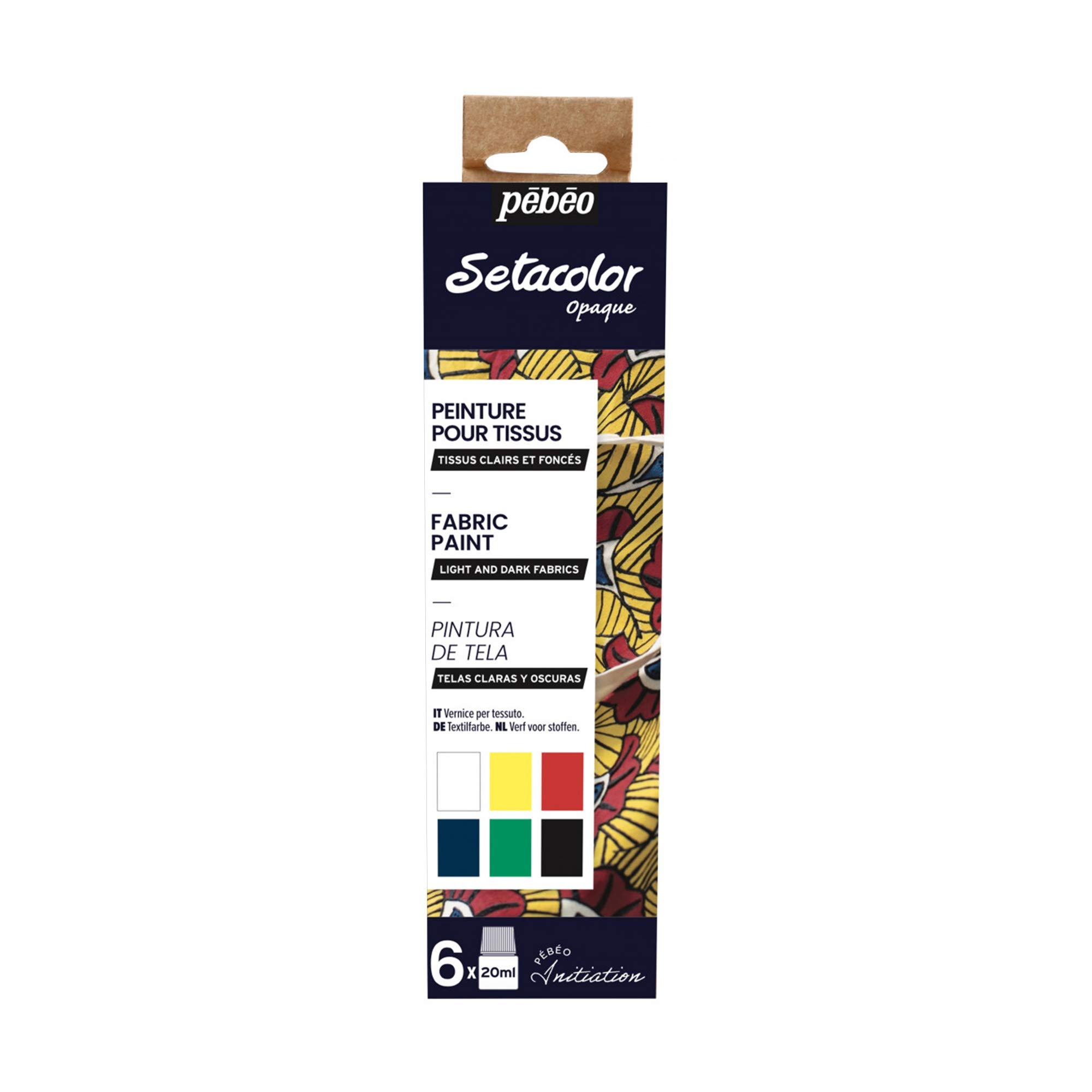 【送料無料】ぺべオ(Pebeo)布用絵具 濃色生地にも描ける セタカラー不透明色 20ml x 6色 ディスカバリーセット 色：マルチ、サイズ：20ml(3.0)