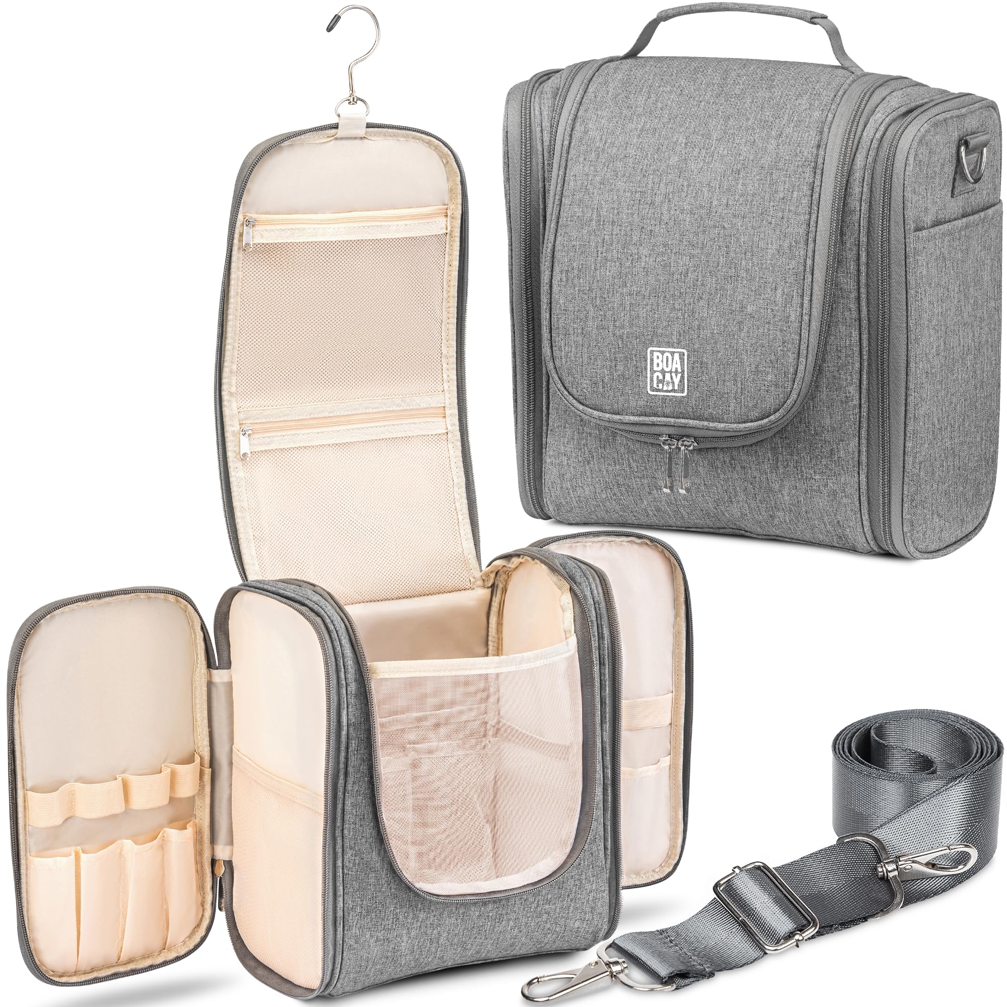【送料無料】[BOACAY] 女性と男性用の吊り下げ旅行トイレタリーバッグ、 メイクアップとシャワーバッグ 色：(X-Large) Quartz Gray、サイズ：超大型(4.0)