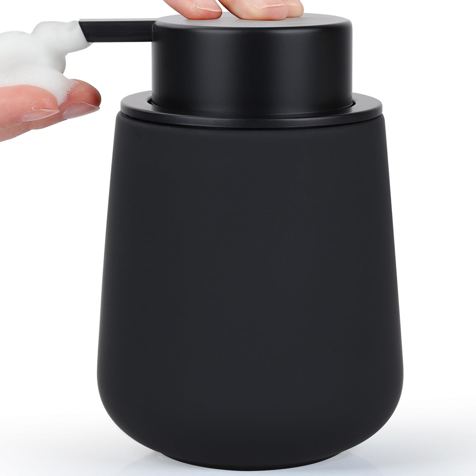 【送料無料】Umlaca ソープディスペンサー 泡 陶器 ハンドソープ ディスペンサー 泡ポンプ 色：ブラック