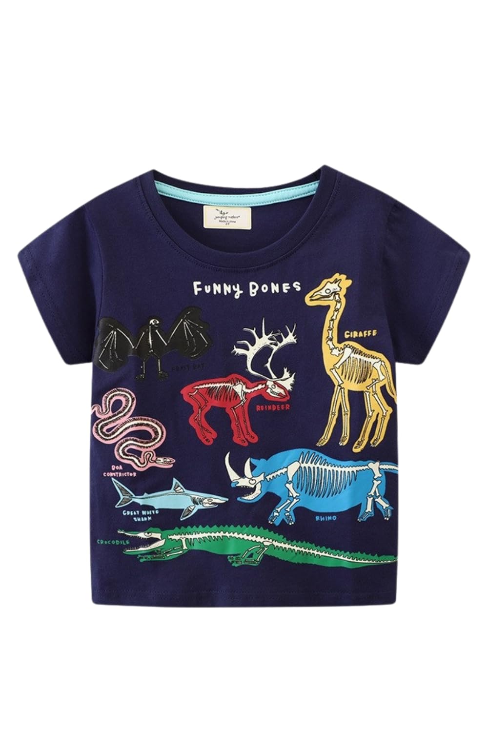 【送料無料】[EnDast] 半袖Tシャツ 発色加工 蛍光加工 カジュアル 恐竜柄 宇宙柄 プリントT キッズ服 男の子 韓国子供服 80cm 90cm 100cm 110cm 120cm 130cm 色：B、サイズ：80