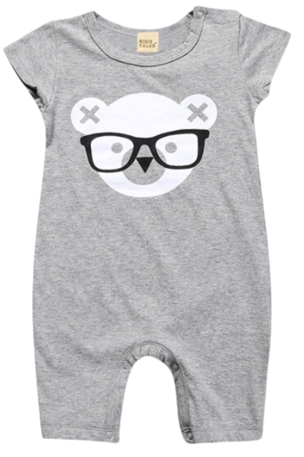 【送料無料】[EnDast] 半袖 5分丈 ロンパース やわらか素材 デザイン柄 韓国子供服 おしゃれ 乳幼児 キッズ ベビー服 60cm 66cm 70cm 73cm 80cm 90cm 100cm 色：グレー、サイズ：66