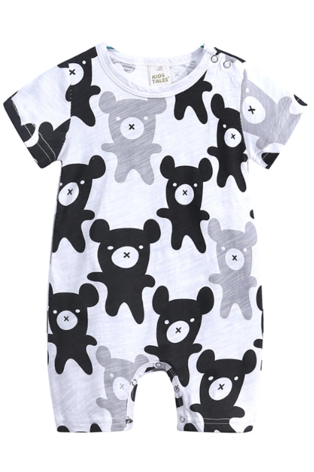 【送料無料】[EnDast] 半袖 5分丈 イラスト柄 ロンパース やわらか素材 韓国子供服 おしゃれ 乳幼児 キッズ ベビー服 59cm 60cm 66cm 70cm 73cm 80cm 90cm 色：F、サイズ：66