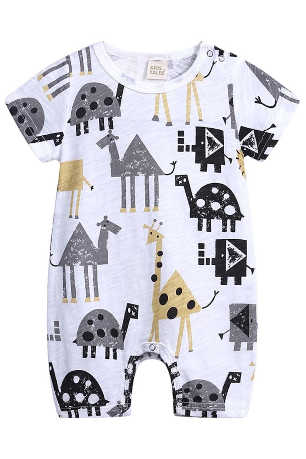 【送料無料】[EnDast] 半袖 5分丈 イラスト柄 ロンパース やわらか素材 韓国子供服 おしゃれ 乳幼児 キッズ ベビー服 59cm 60cm 66cm 70cm 73cm 80cm 90cm 色：C、サイズ：73