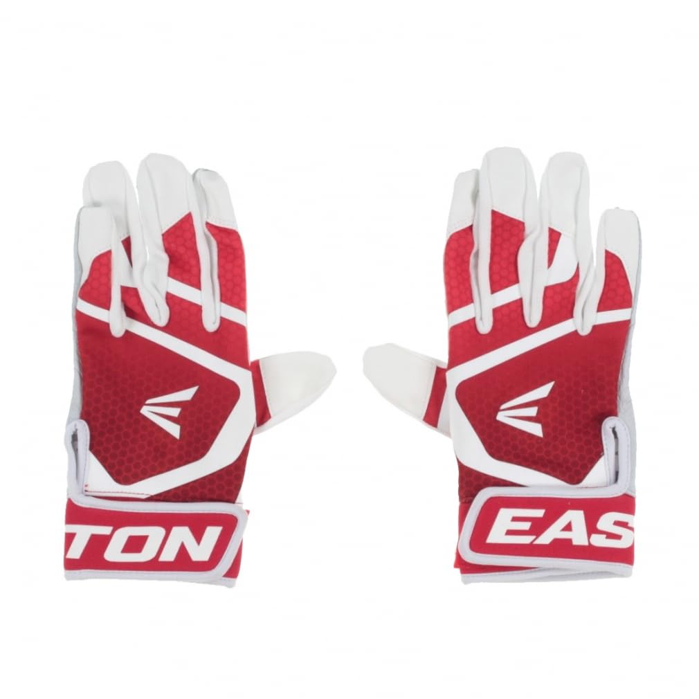 【送料無料】イーストン(EASTON) 野球用 大人用 両手用 グローブ バッテ 手袋 MAV GT BATTING GLOVES バッティンググローブ バッテ 色：ホワイト/レッド、サイズ：M