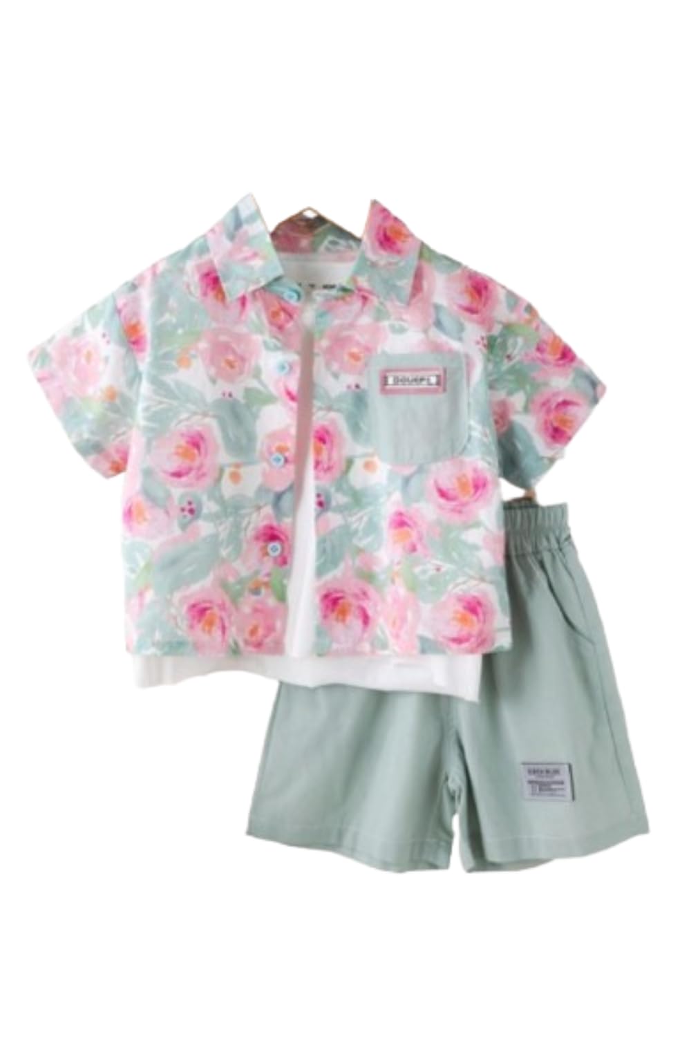 【送料無料】[EnDast] 上下2点セットアップ 半袖花柄シャツ ハーフパンツ 綿 春夏 韓国子供服 キッズ服..